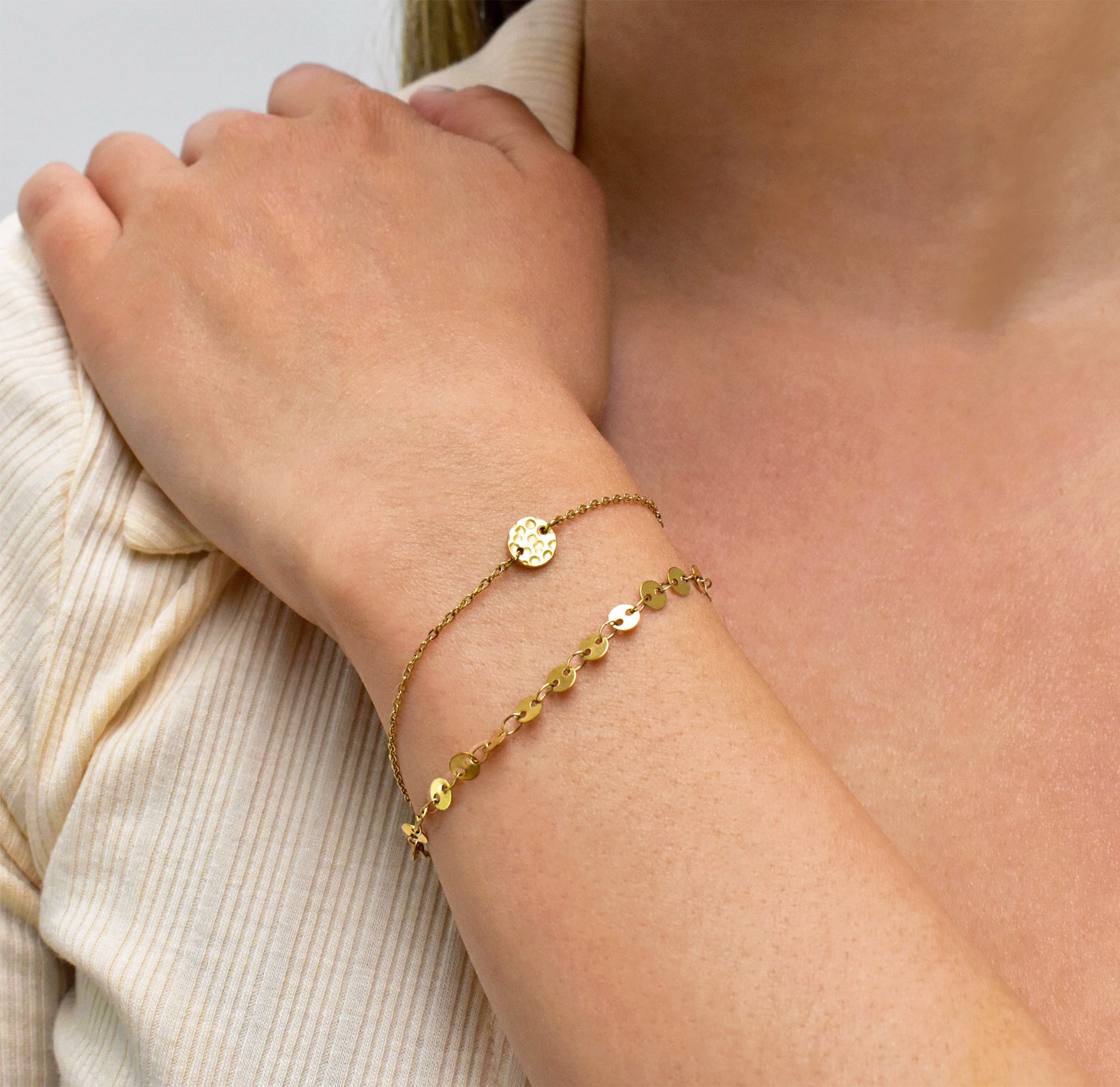gold dainty bracelet stack waterproof jewelry 