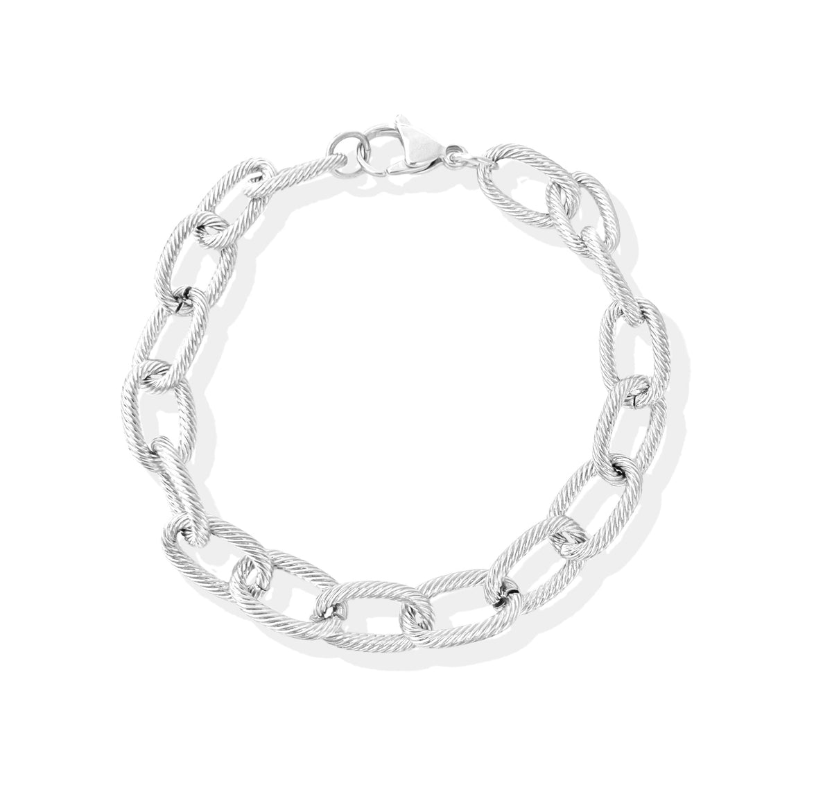 Silver Texture Link Chain Bracelet