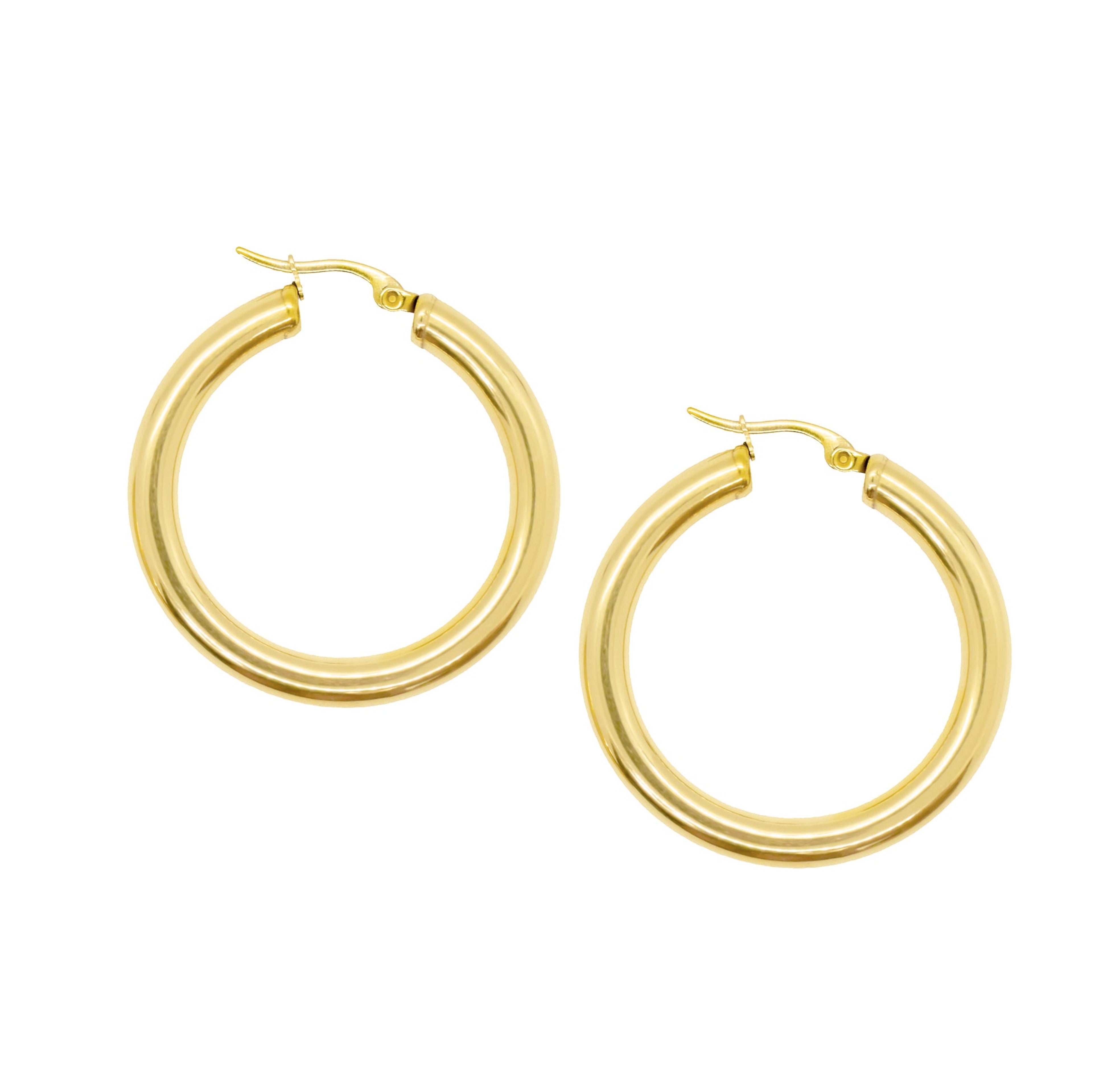thick gold hoop earrings waterproof jewelry