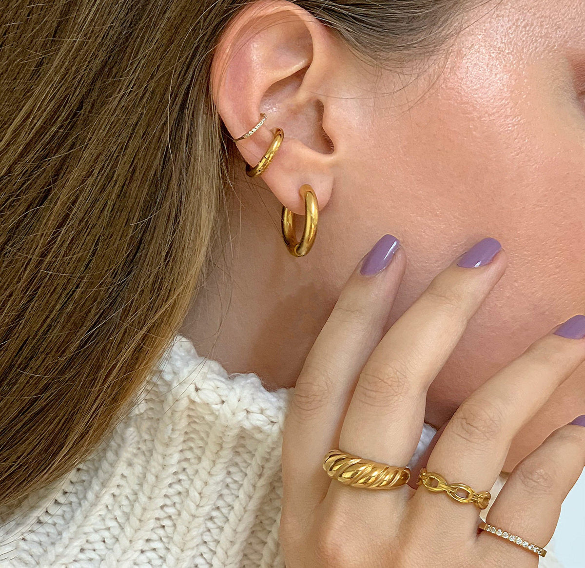 chunky small gold hoop earring