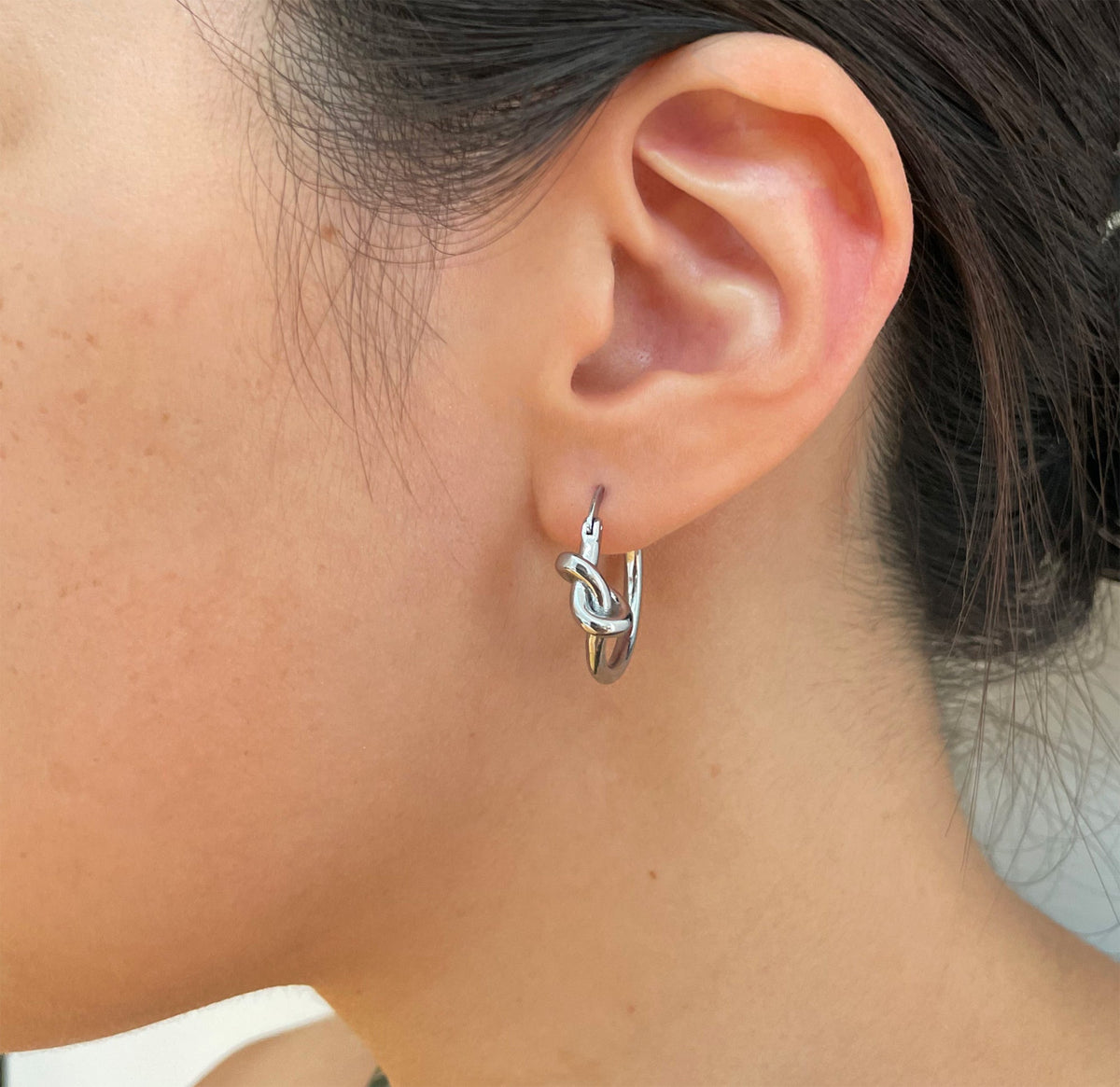 gold silver knot hoop earrings waterproof jewelry