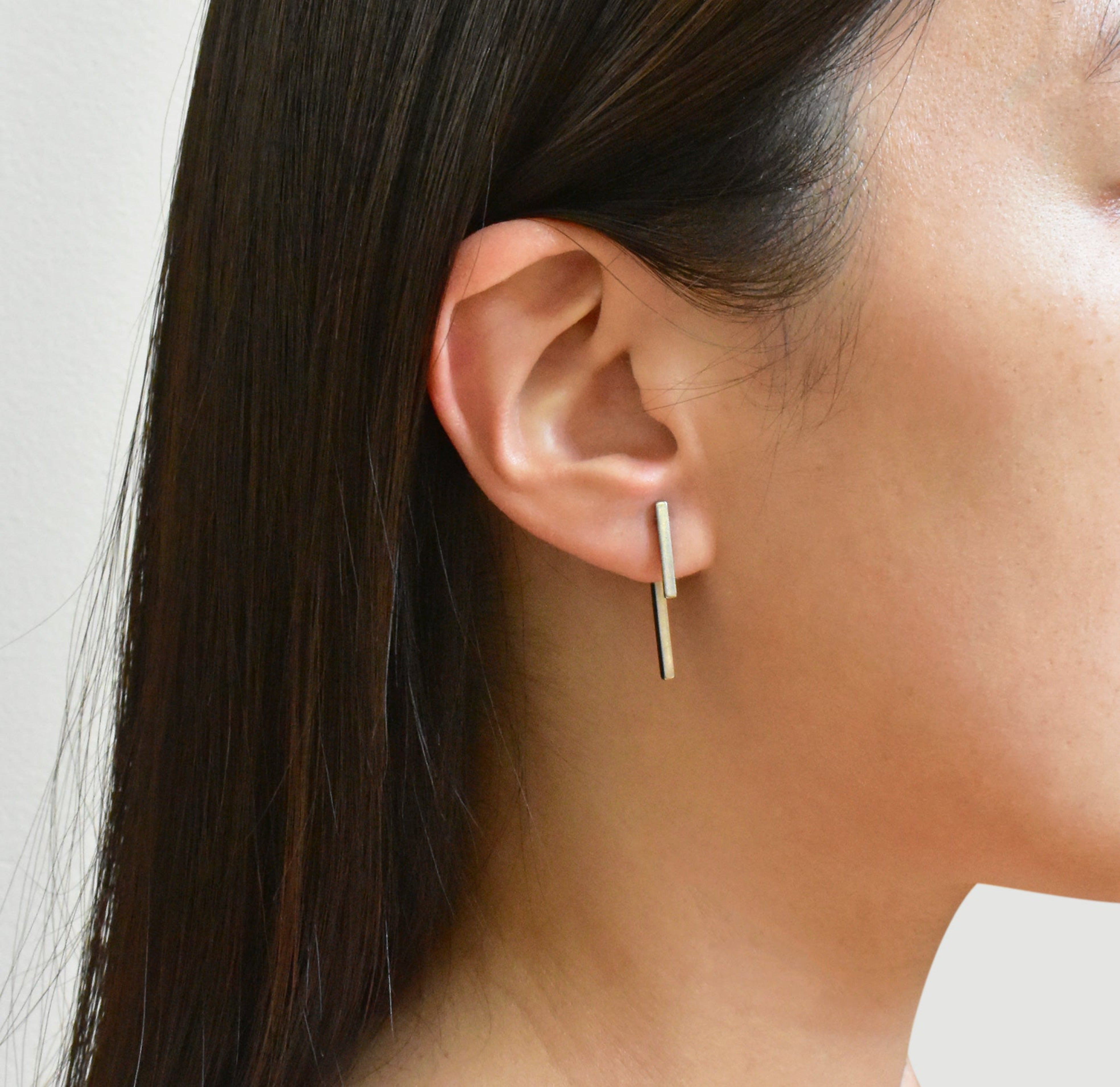 silver bar earrings waterproof jewelry