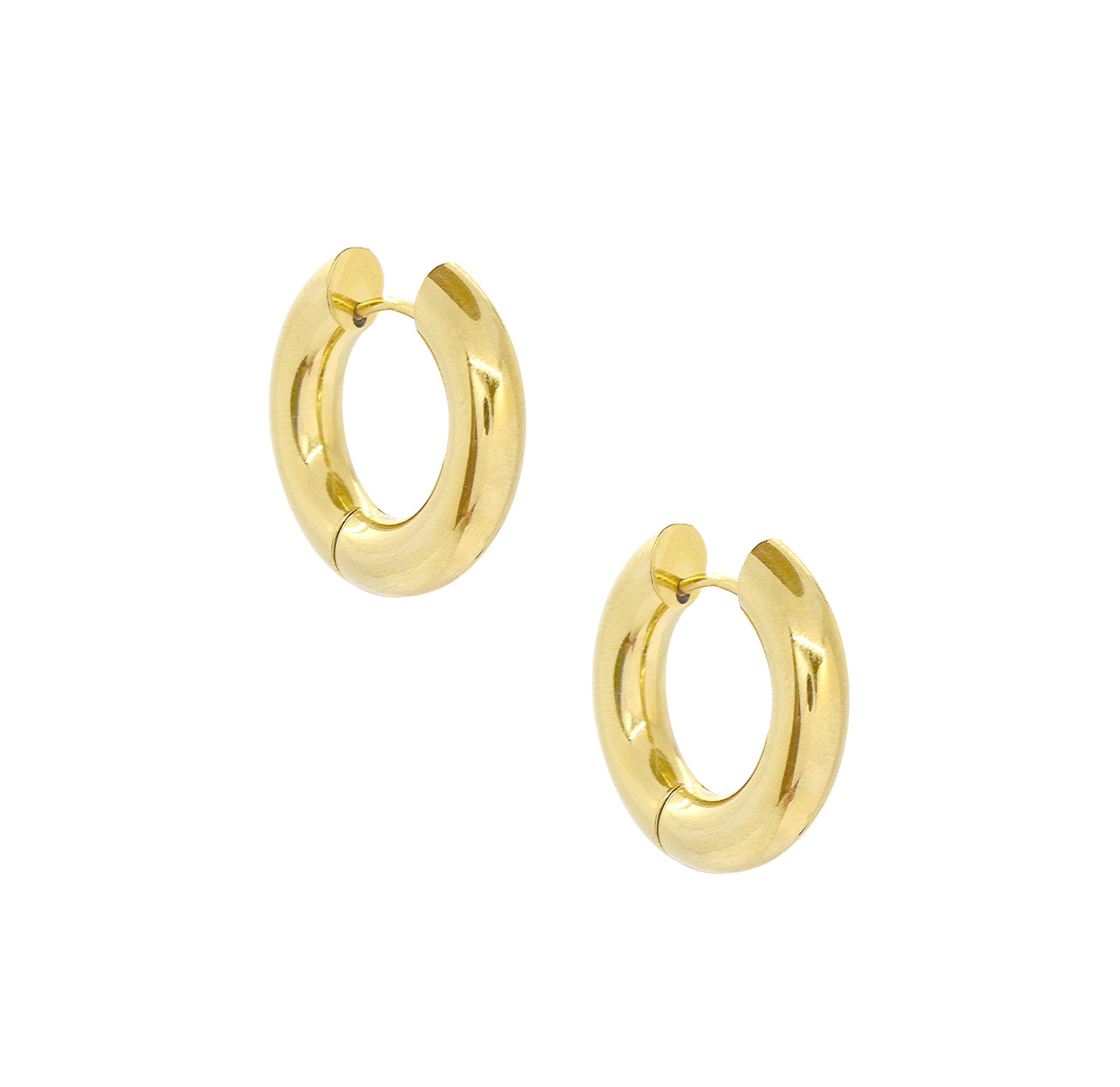 small chunky gold hoop earring waterproof jewelry