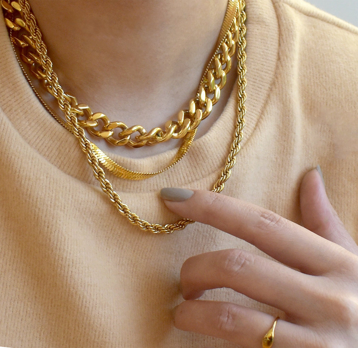 thick gold chain necklace tarnish free