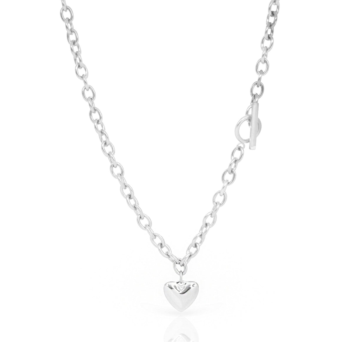 silver toggle heart necklace waterproof jewelry