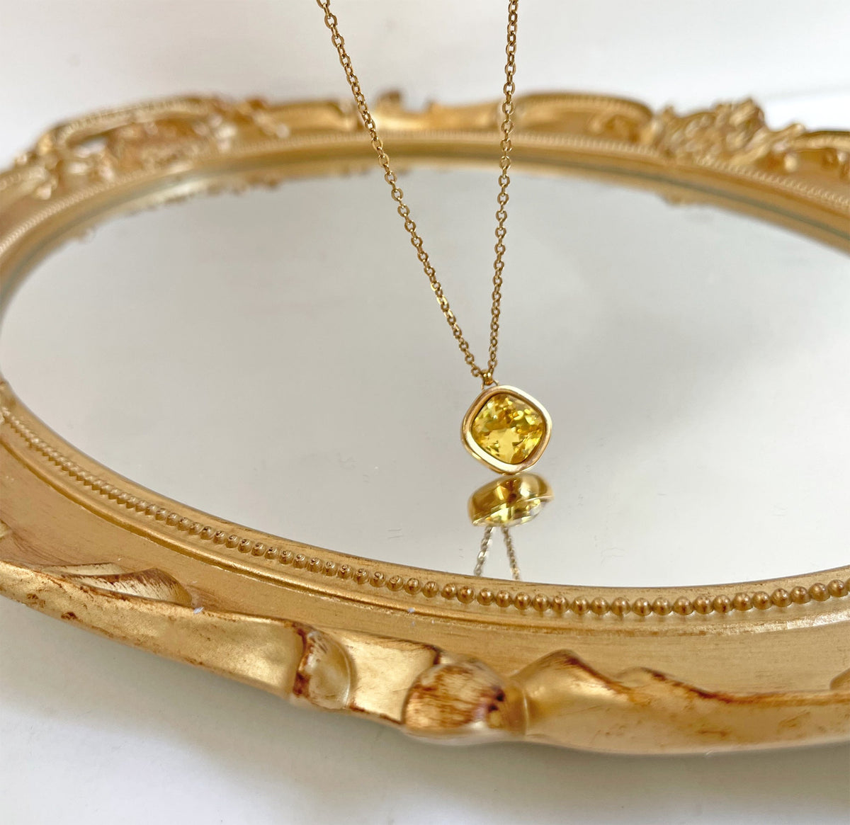gold citrine pendant necklace waterproof jewelry