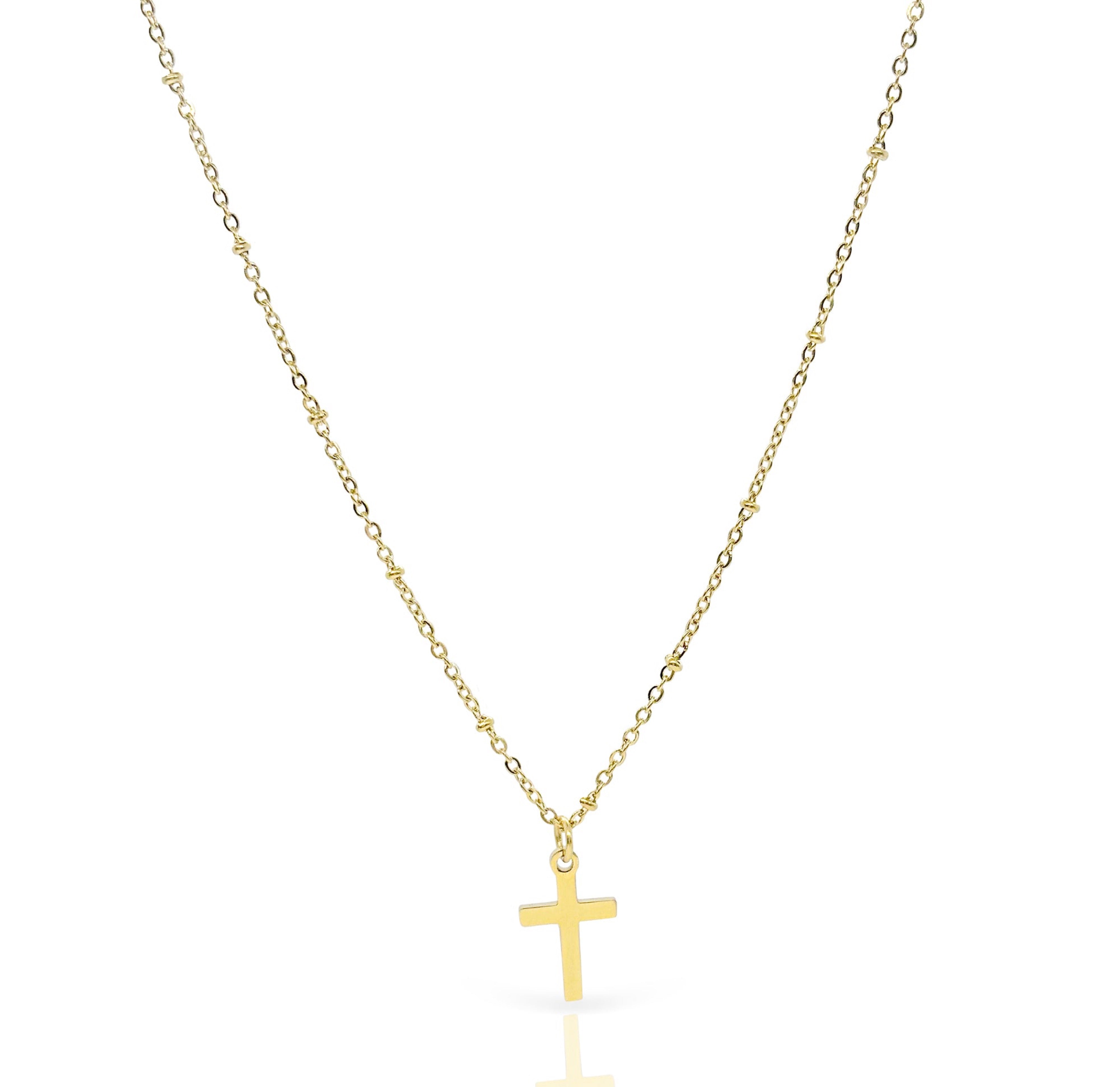 gold dainty cross necklace waterproof jewelry