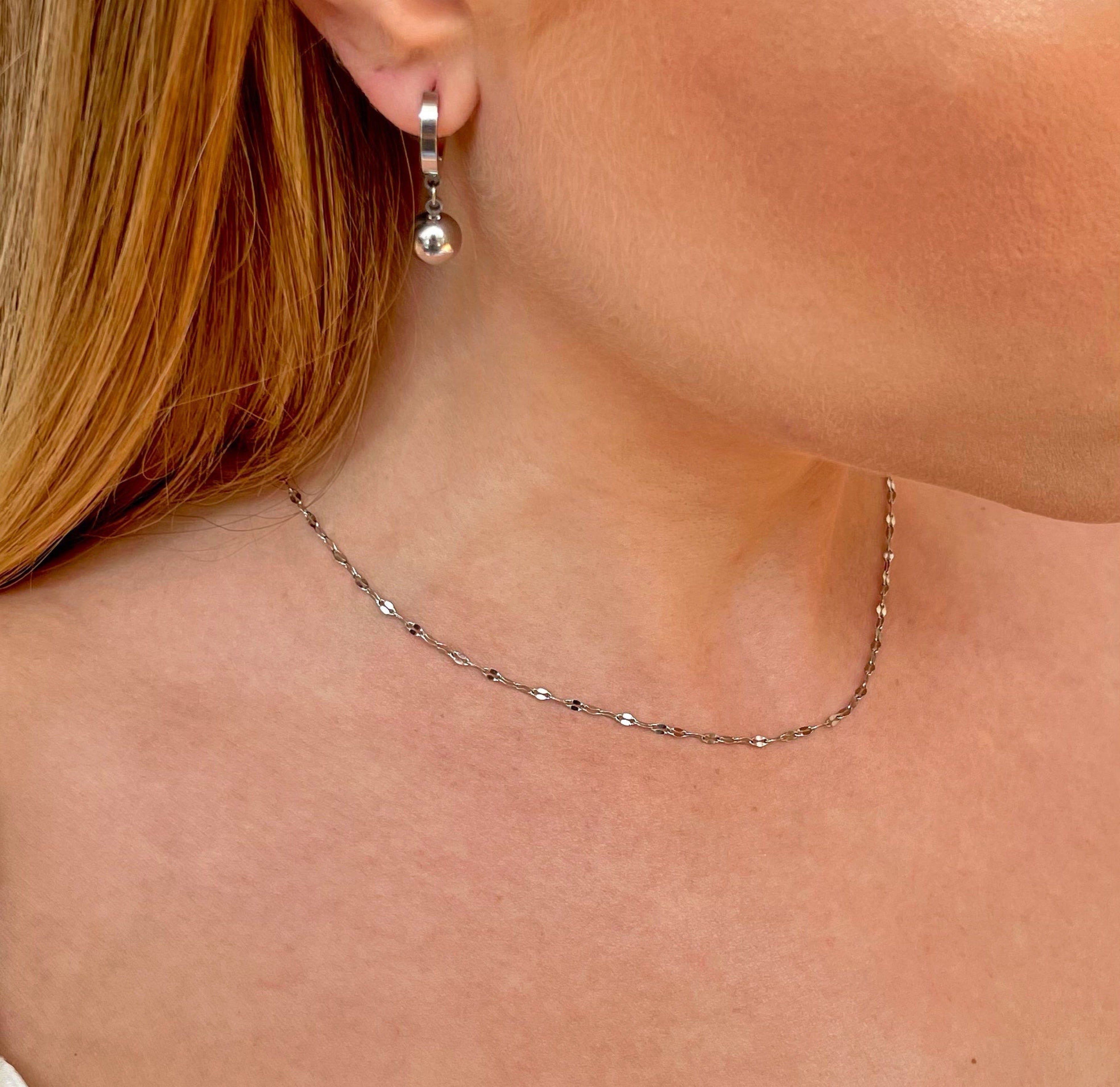 silver dainty lace chain necklace waterproof jewelry 