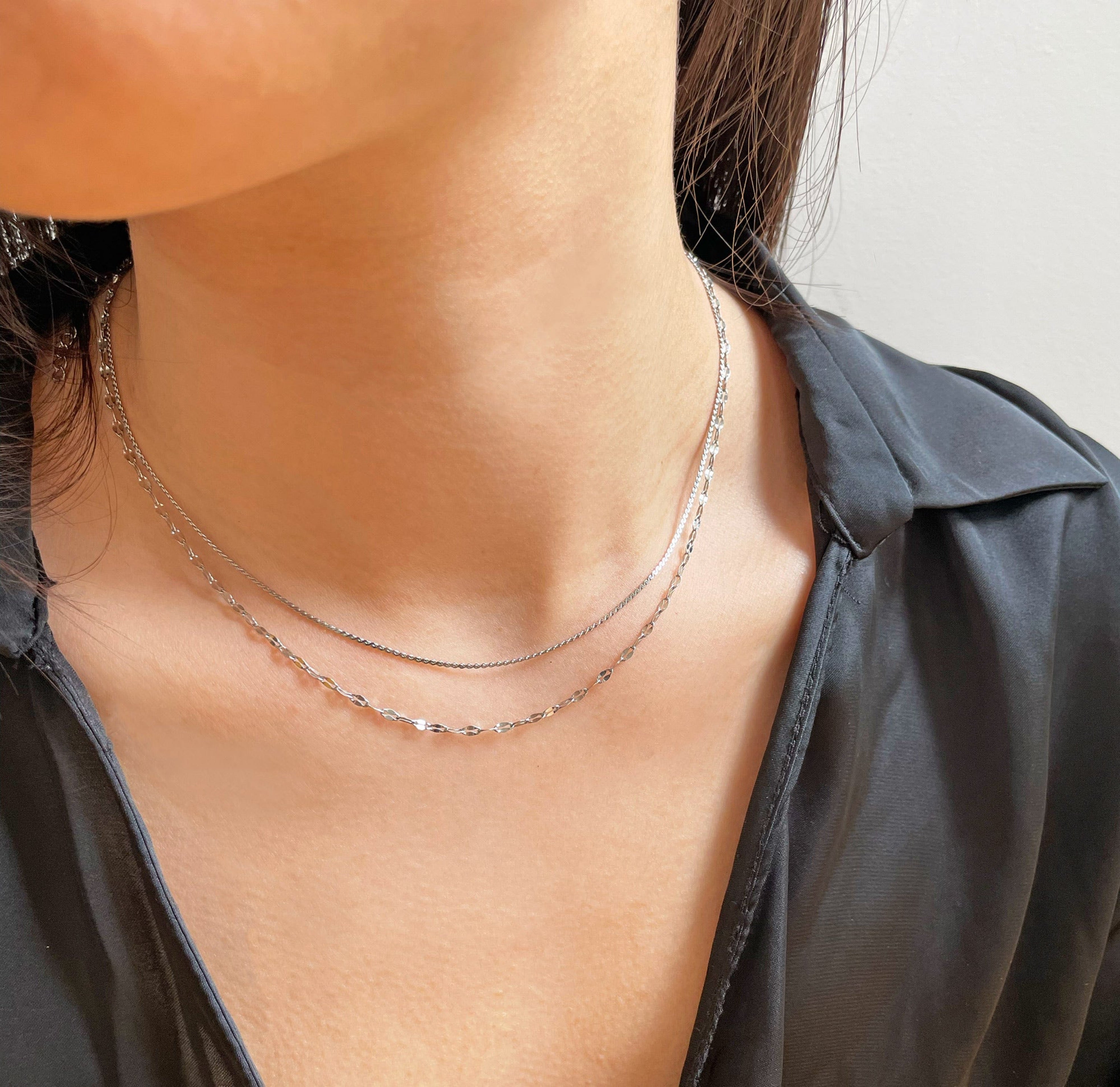 silver dainty lace chain necklace waterproof jewelry