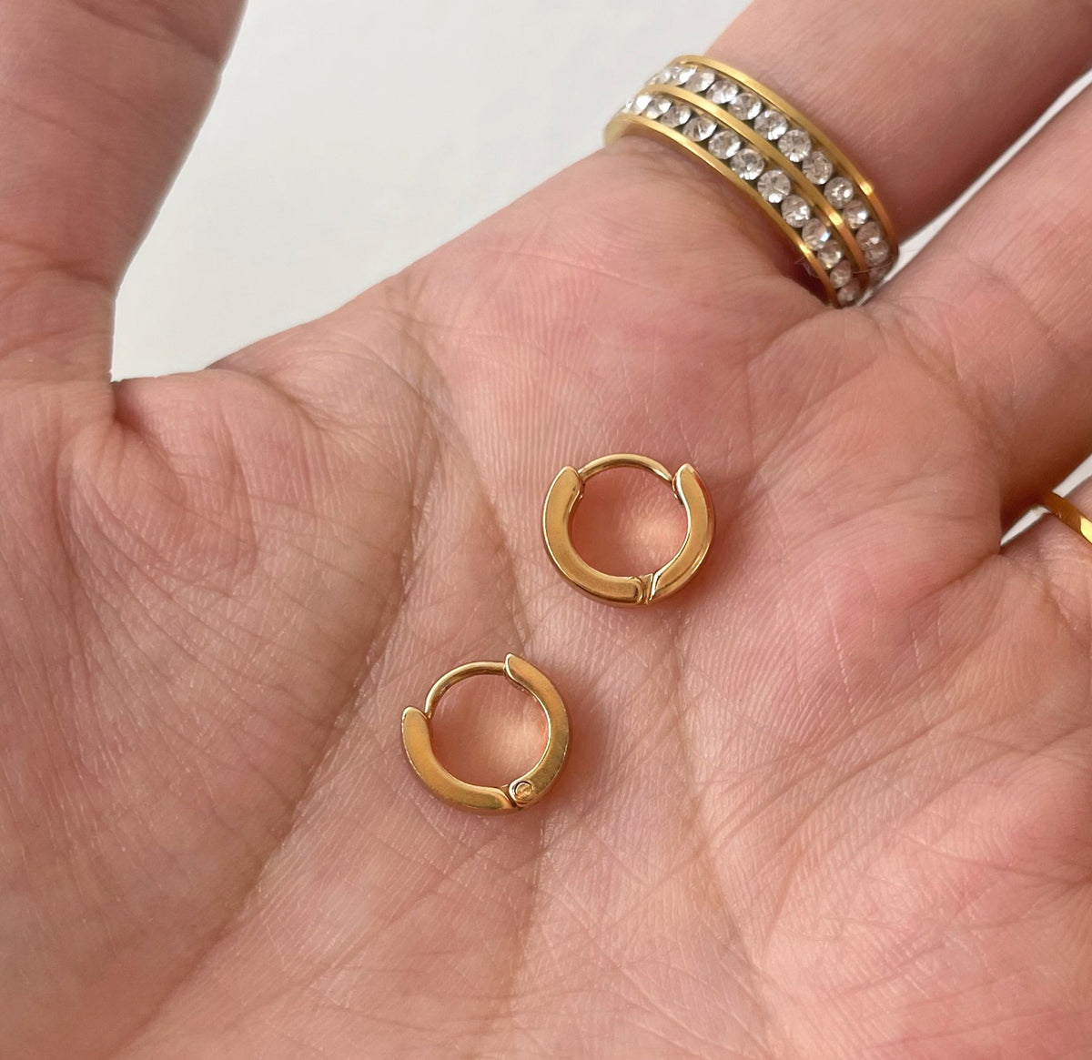 tiny gold huggie earrings waterproof jewelry