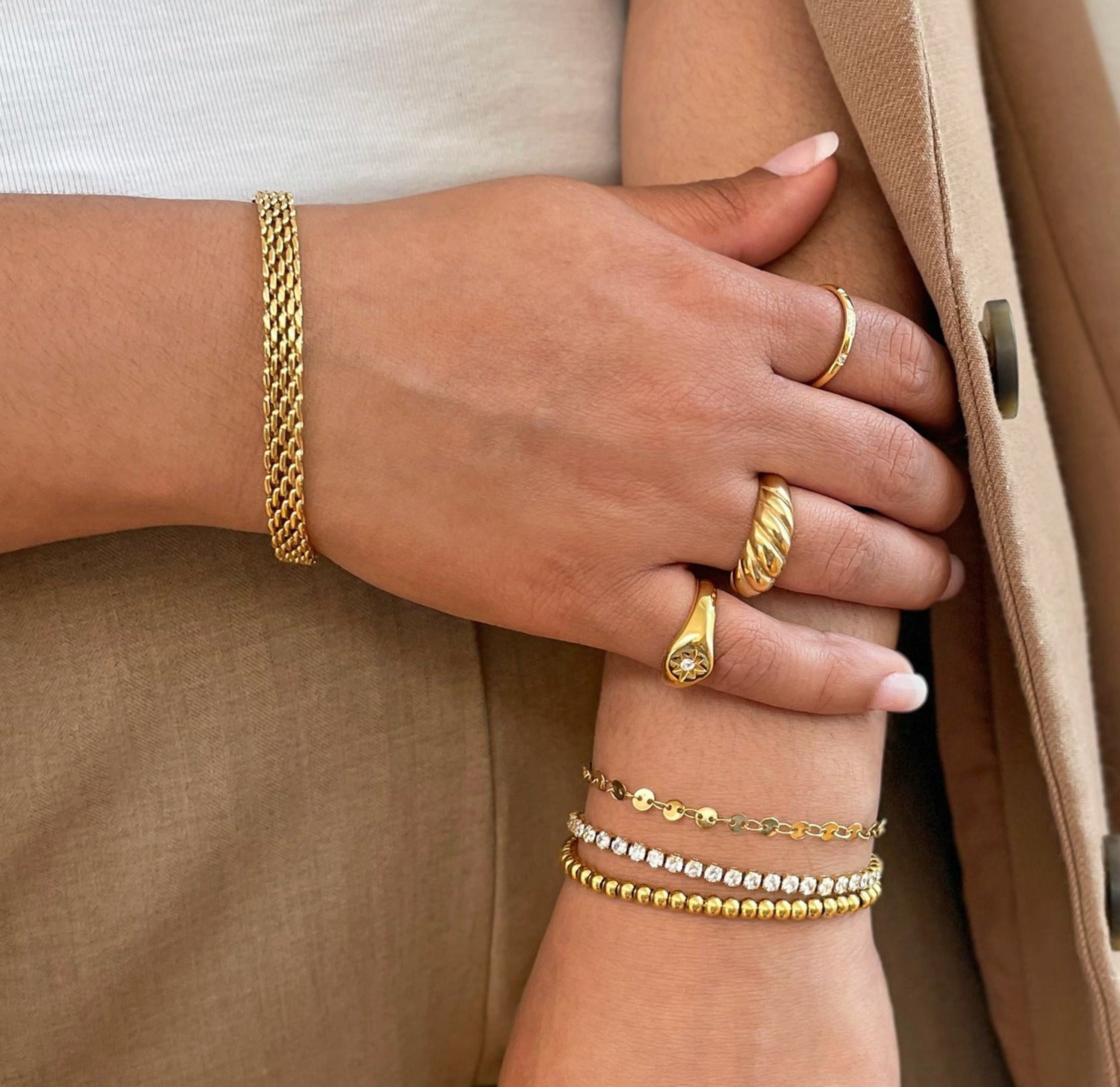 gold braided chain bracelet waterproof jewelry