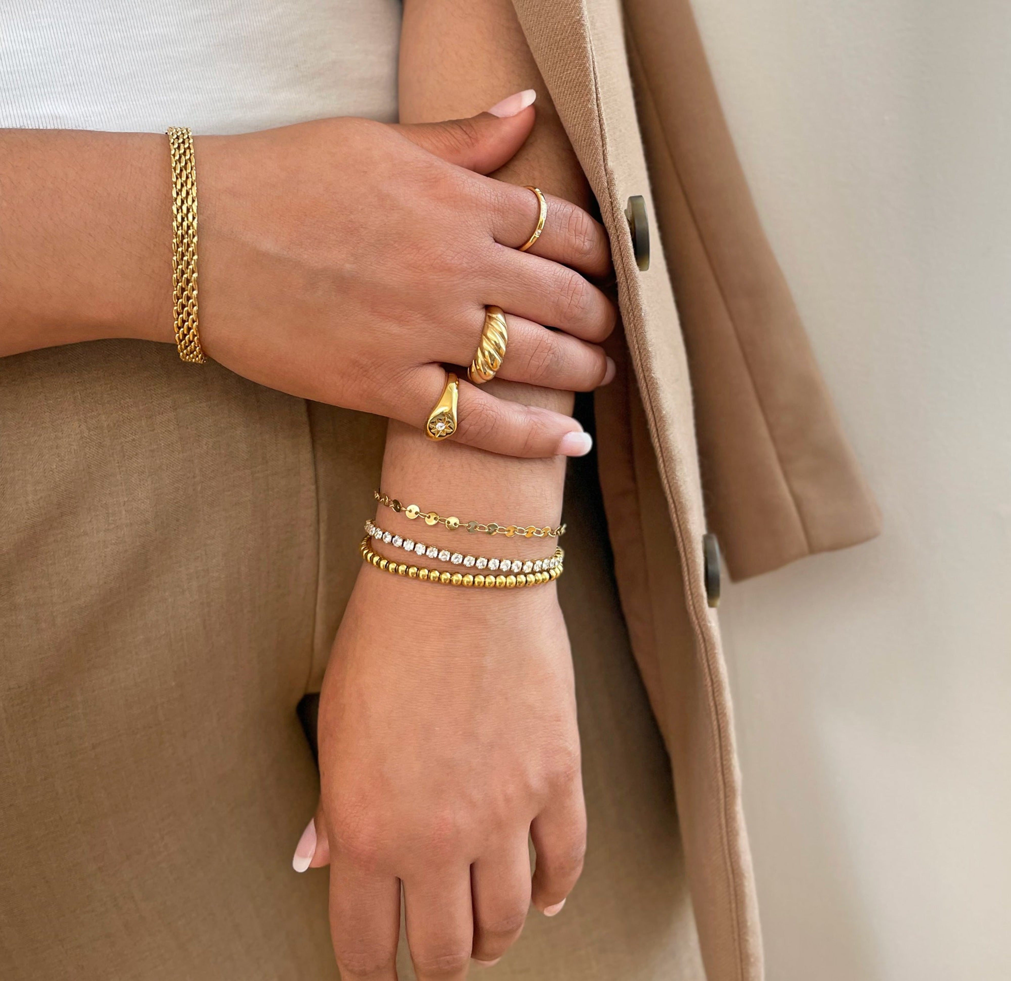 gold bracelet stack waterproof jewelry