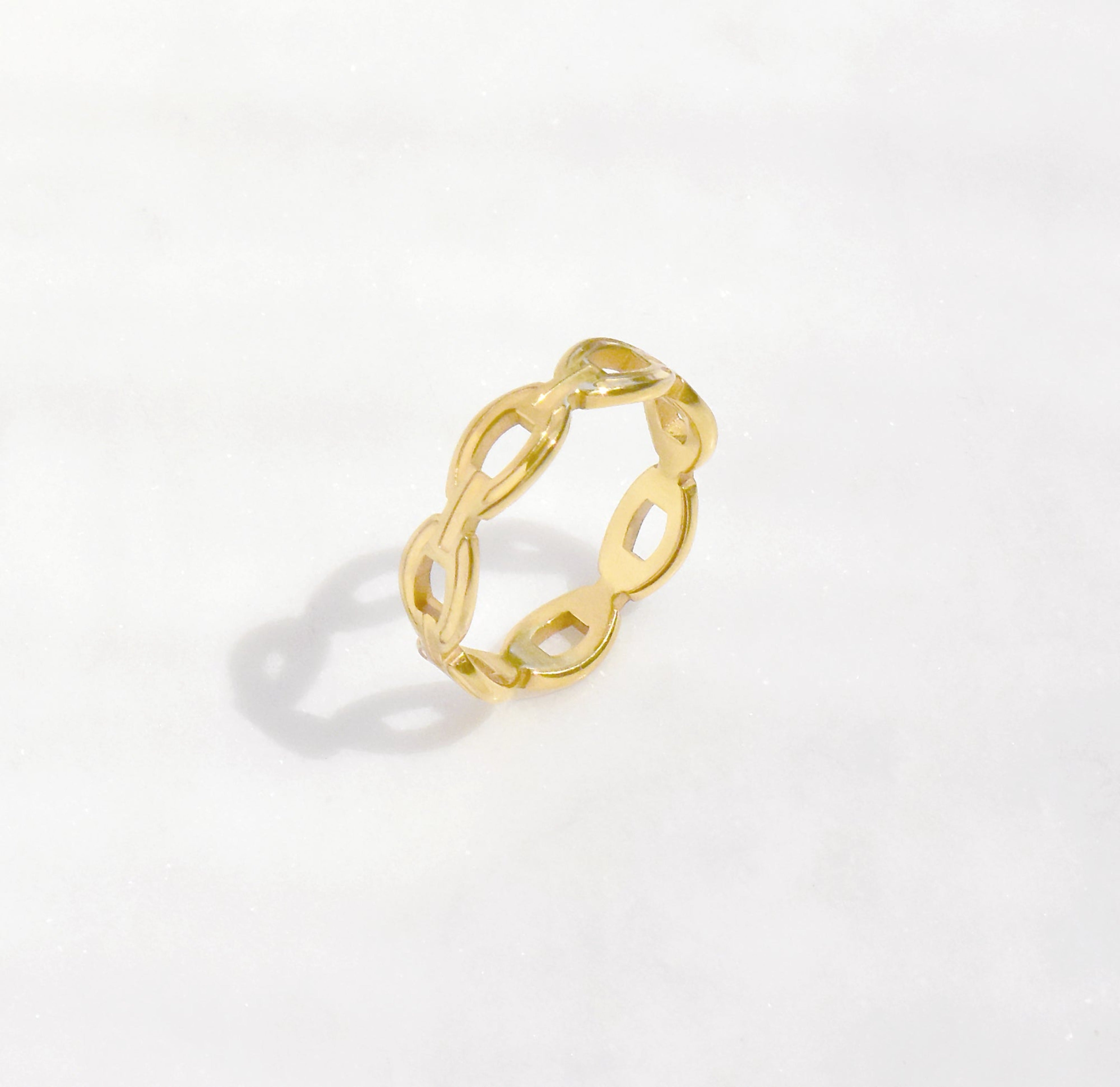 Dylan gold link chain ring, watereproof jewelry