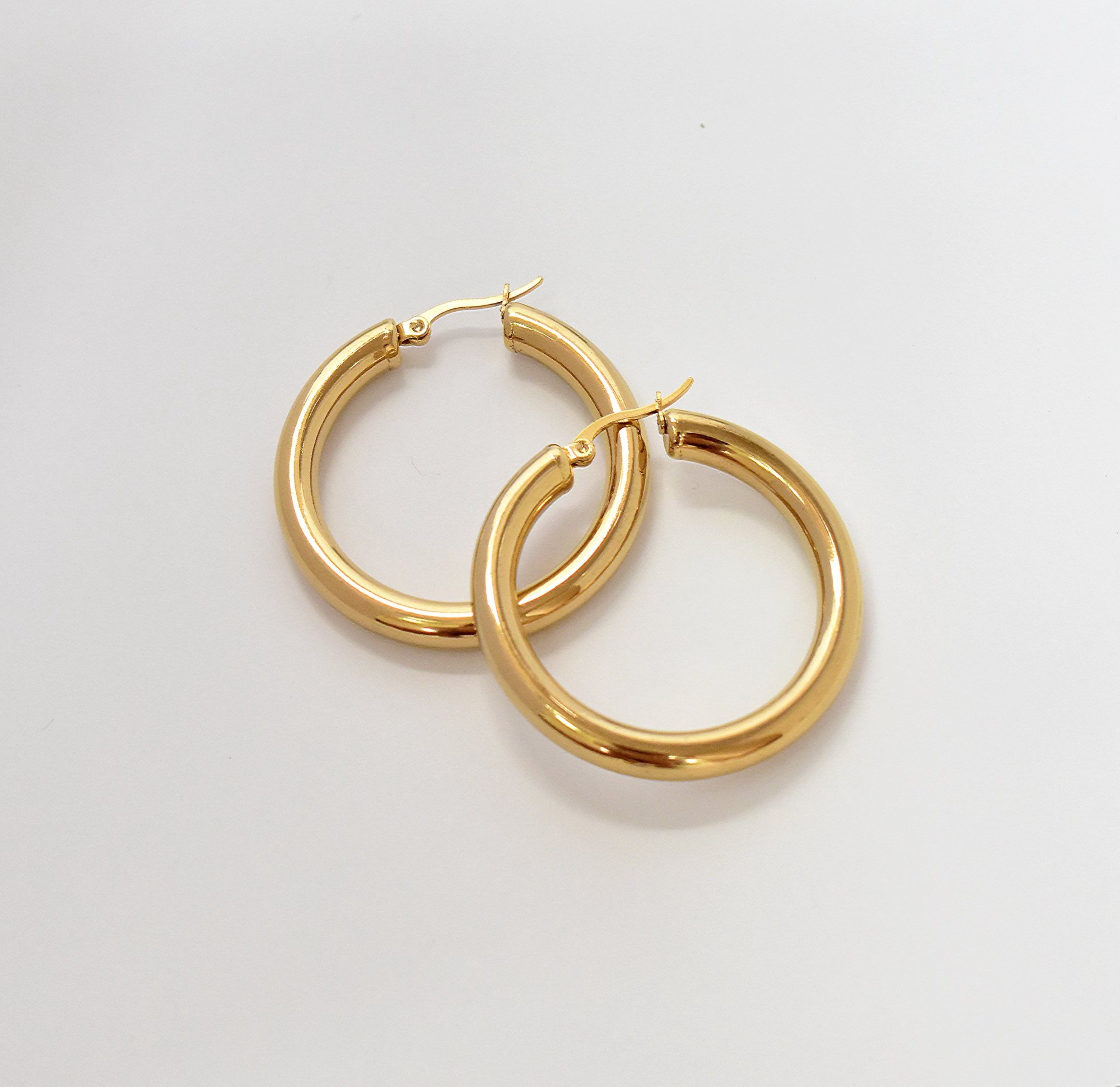 gold chunky hoop earrings waterproof