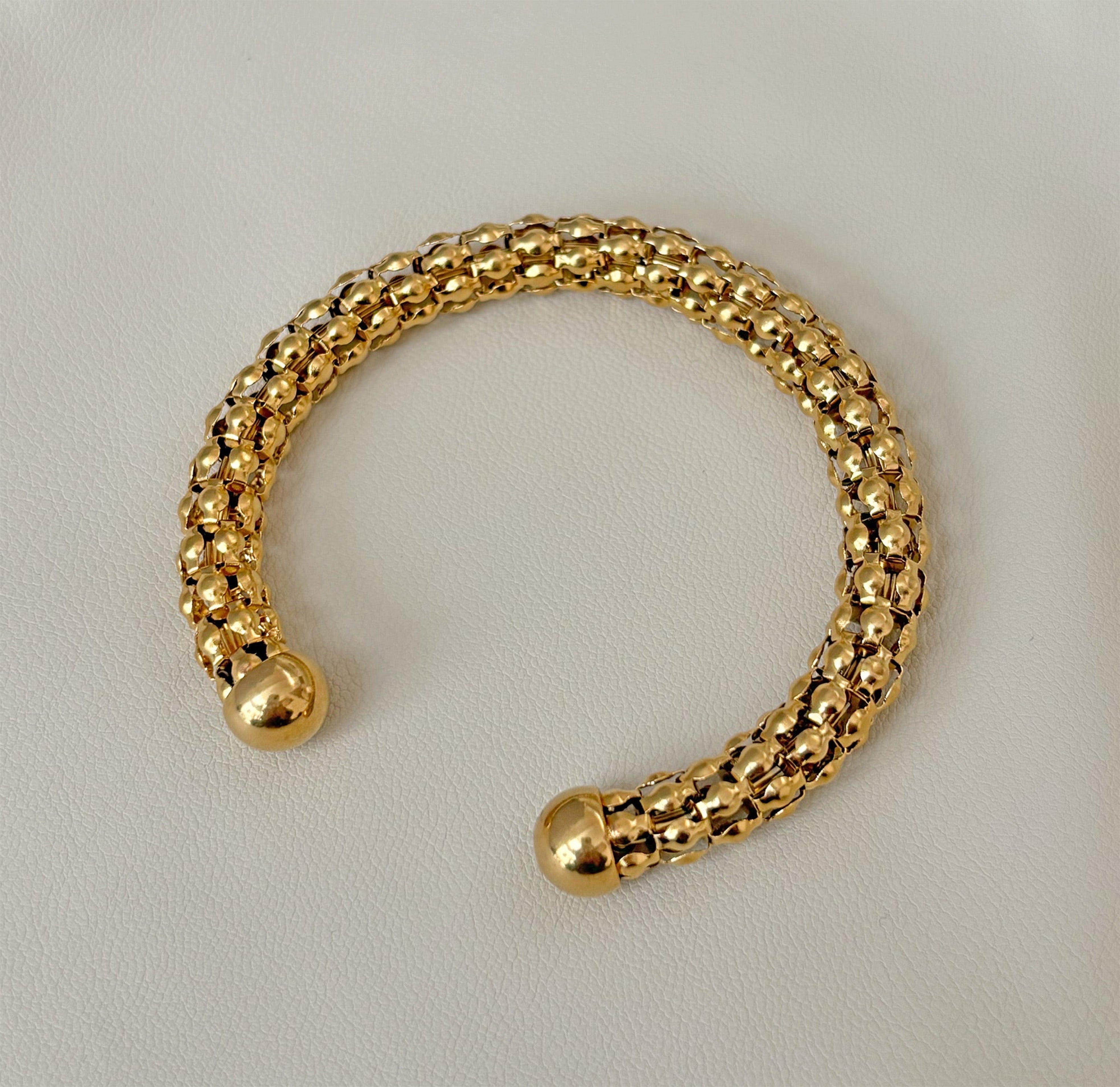 gold  textured cuff bracelet waterproof jewelry