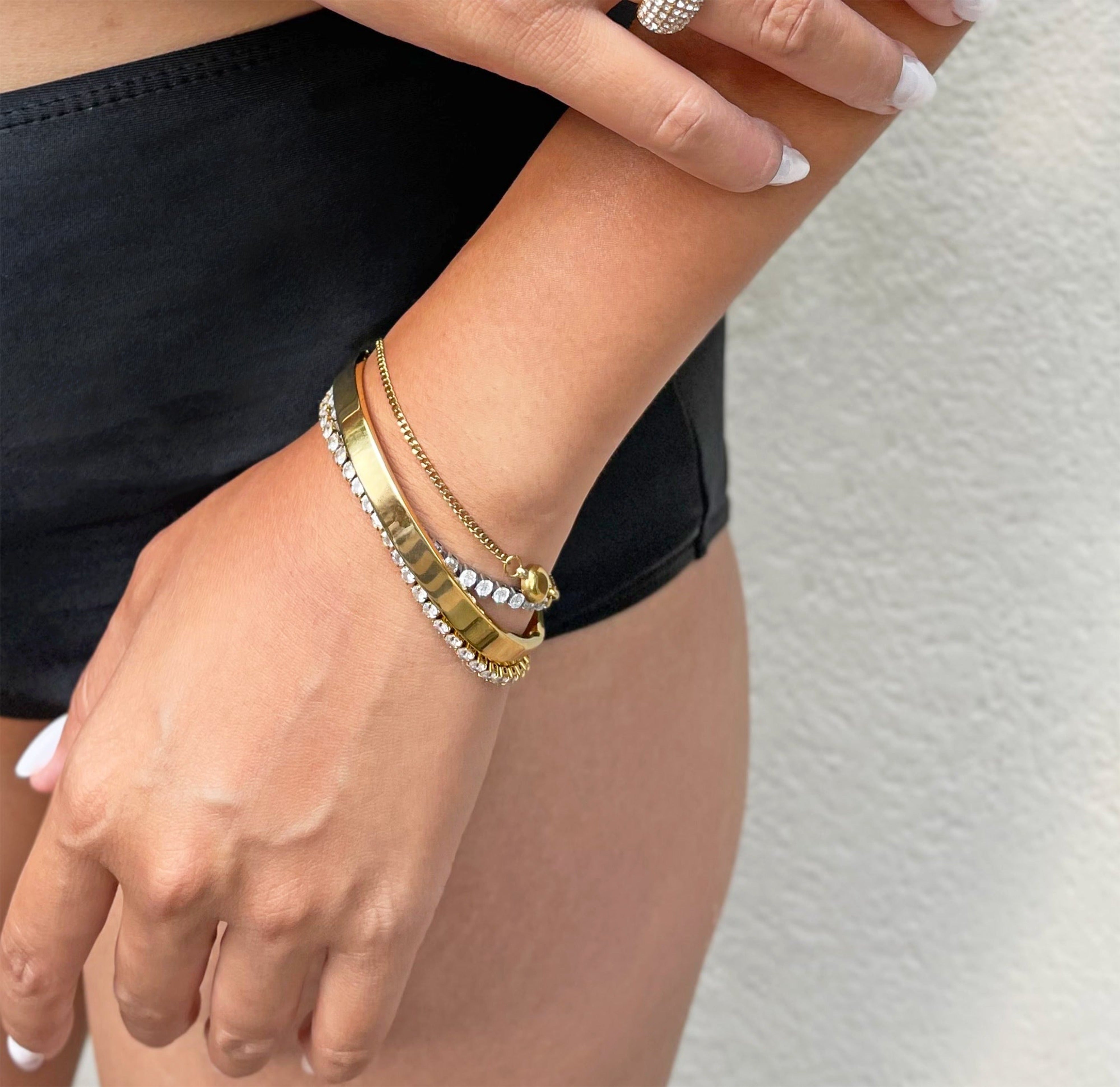 gold cuff bracelet waterproof jewelry