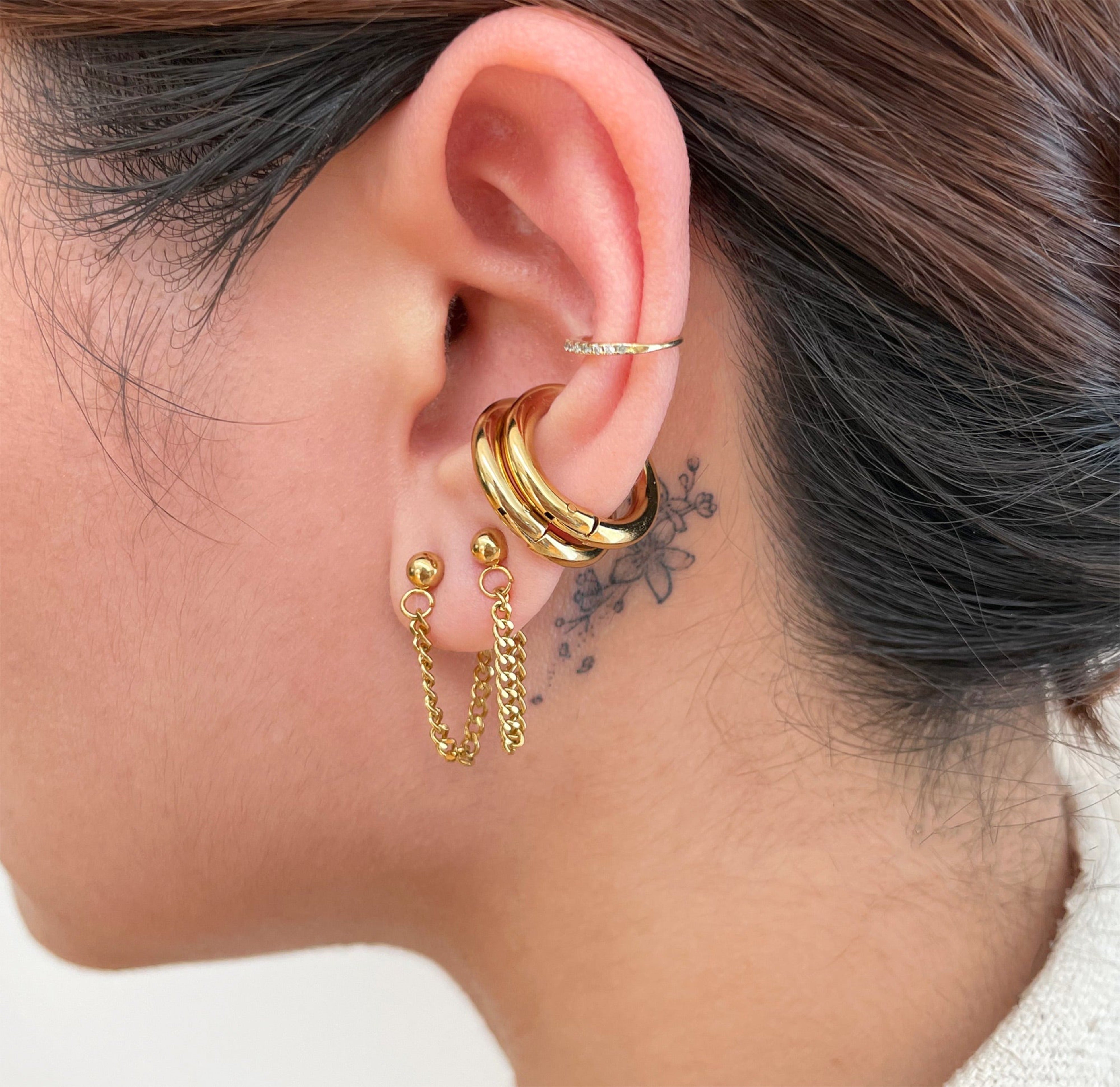 dainty gold chain earrings waterproof jewelry