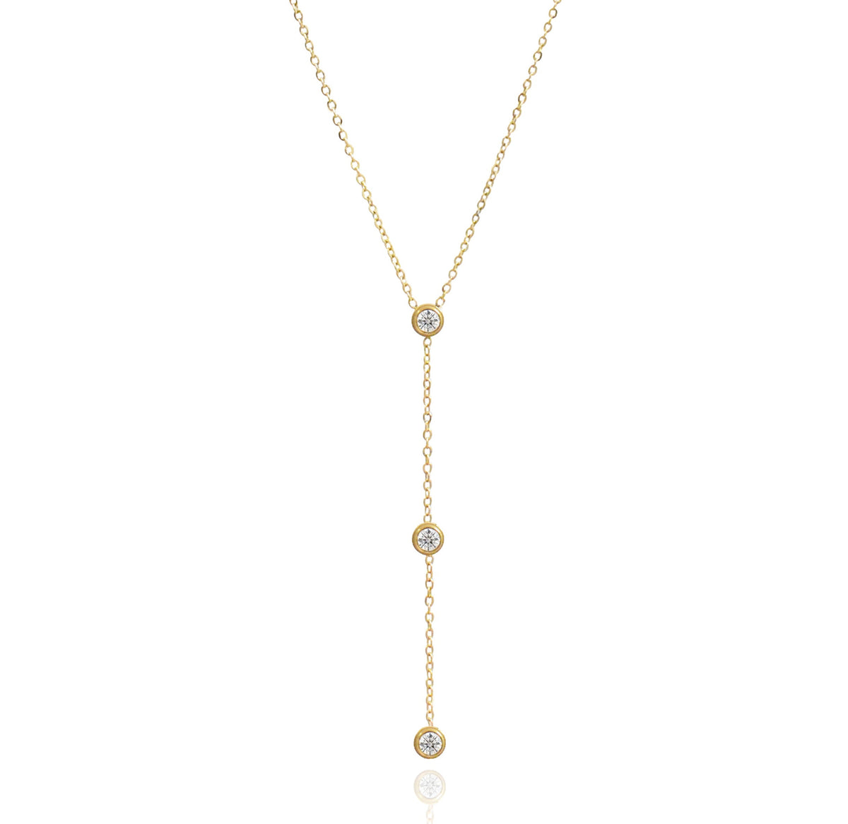 gold dainty diamond lariat necklace waterproof jewelry