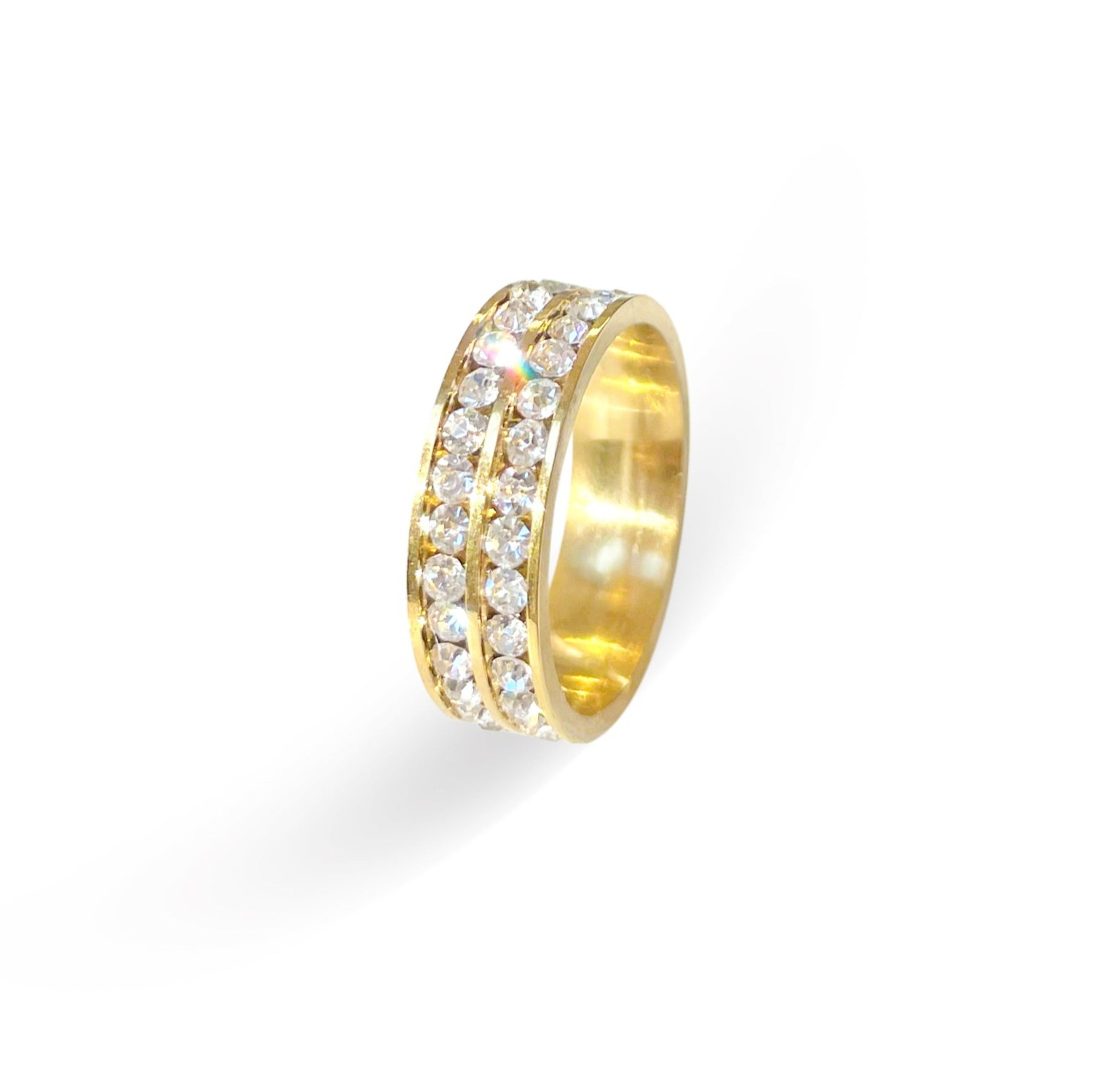 gold double eternity ring band waterproof jewelry