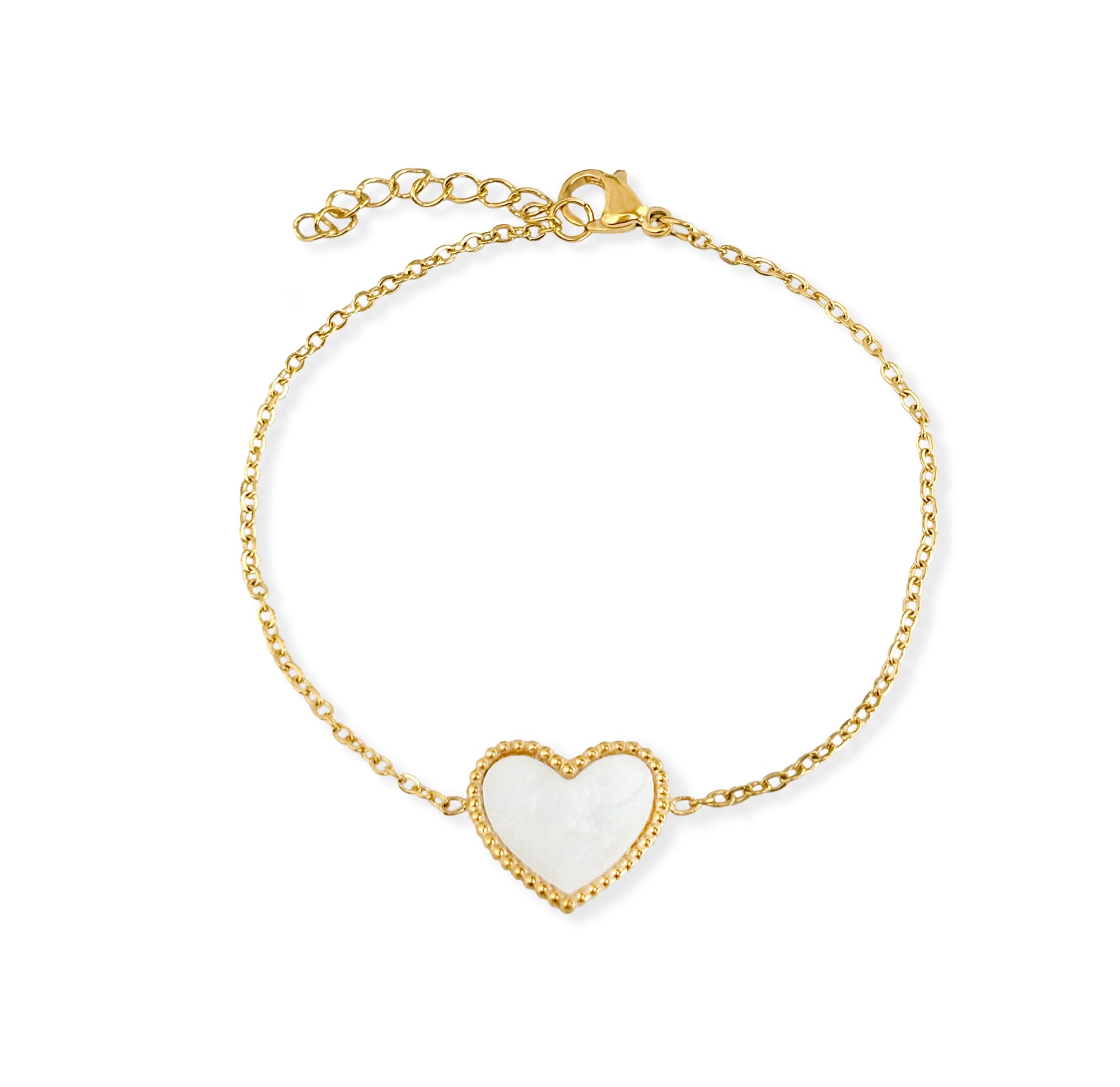 gold pearl heart bracelet waterproof jewelry