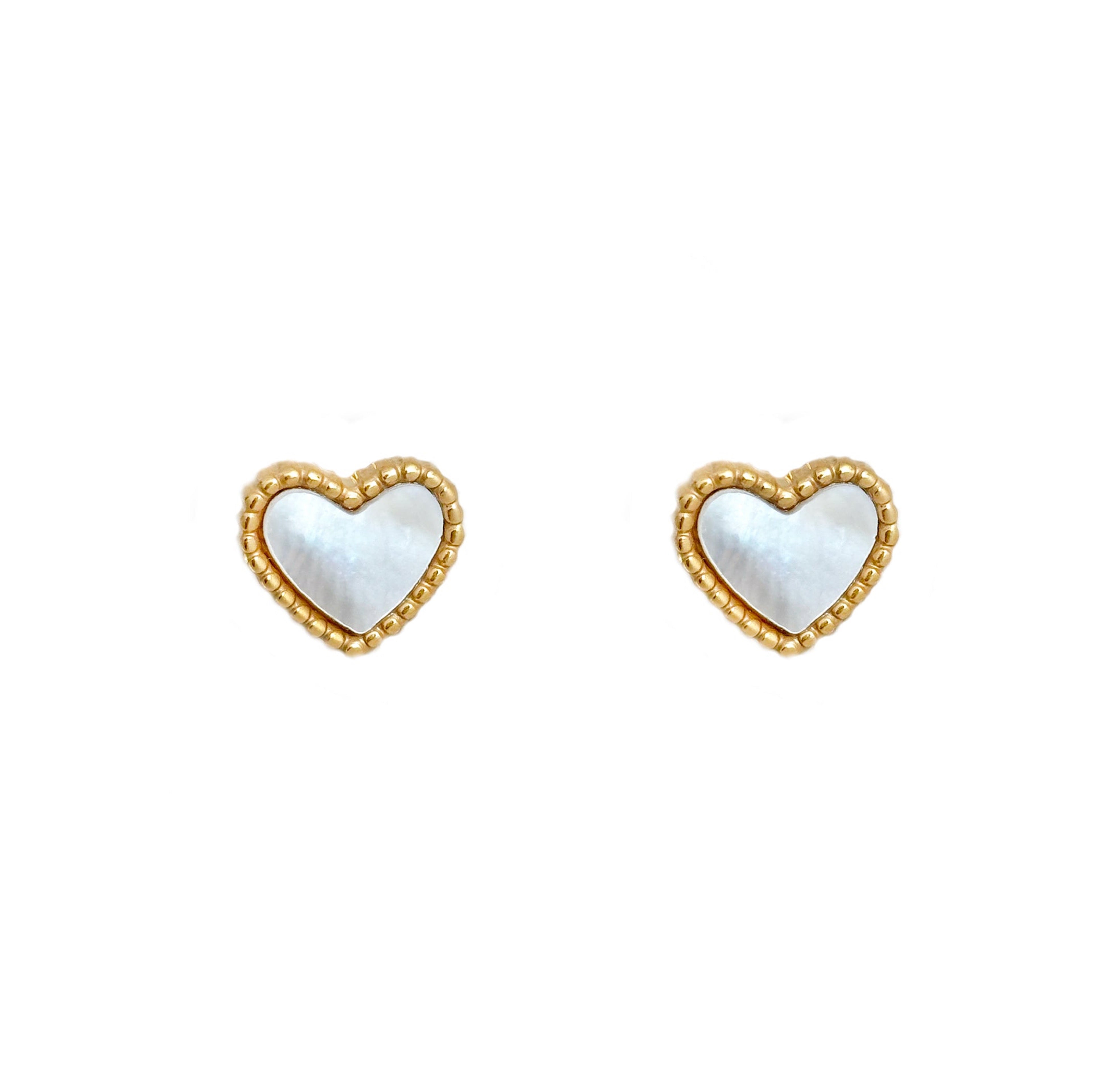 gold heart shell stud earrings waterproof jewelry