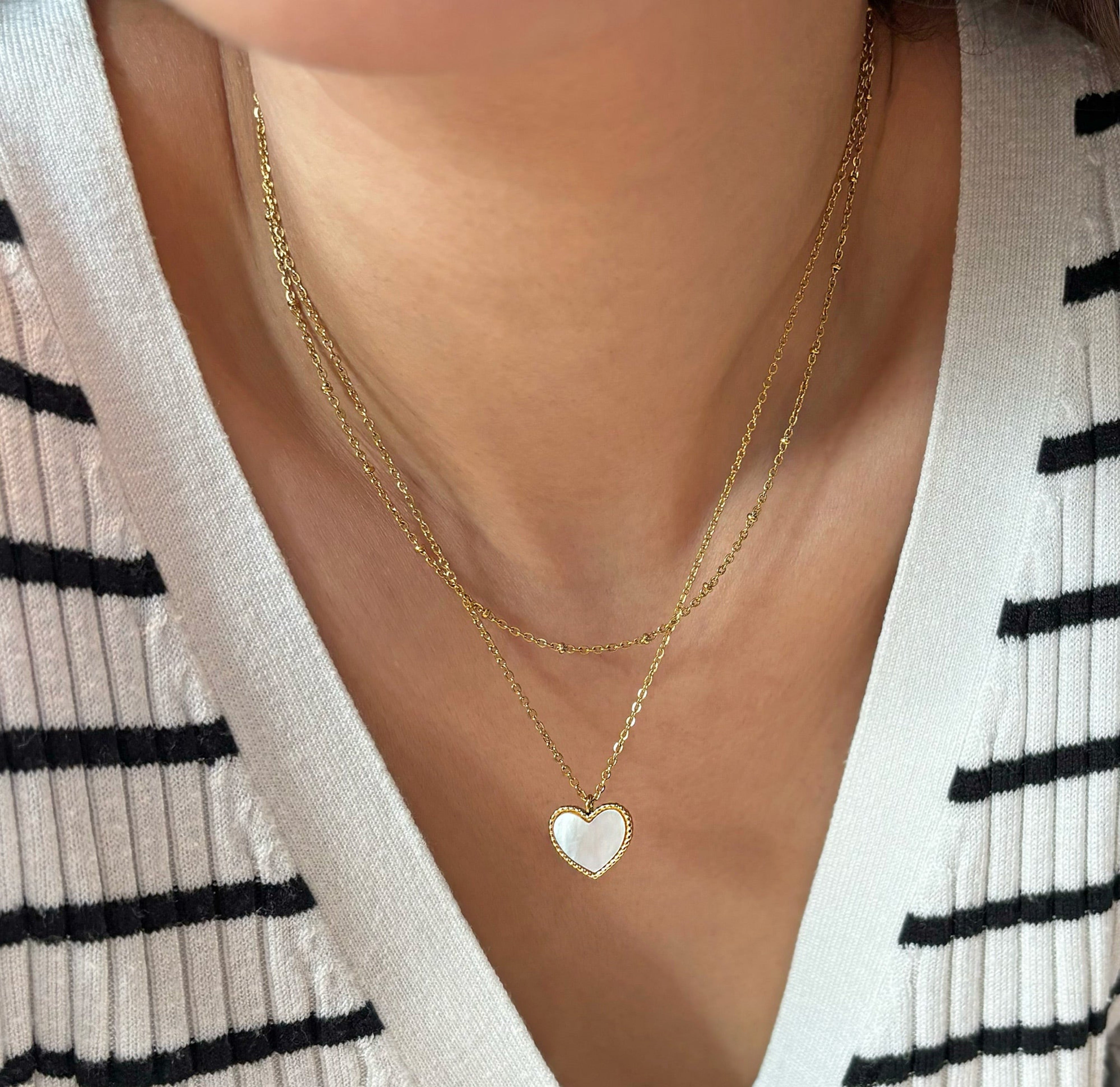 gold heart shell pendant necklace waterproof jewelry
