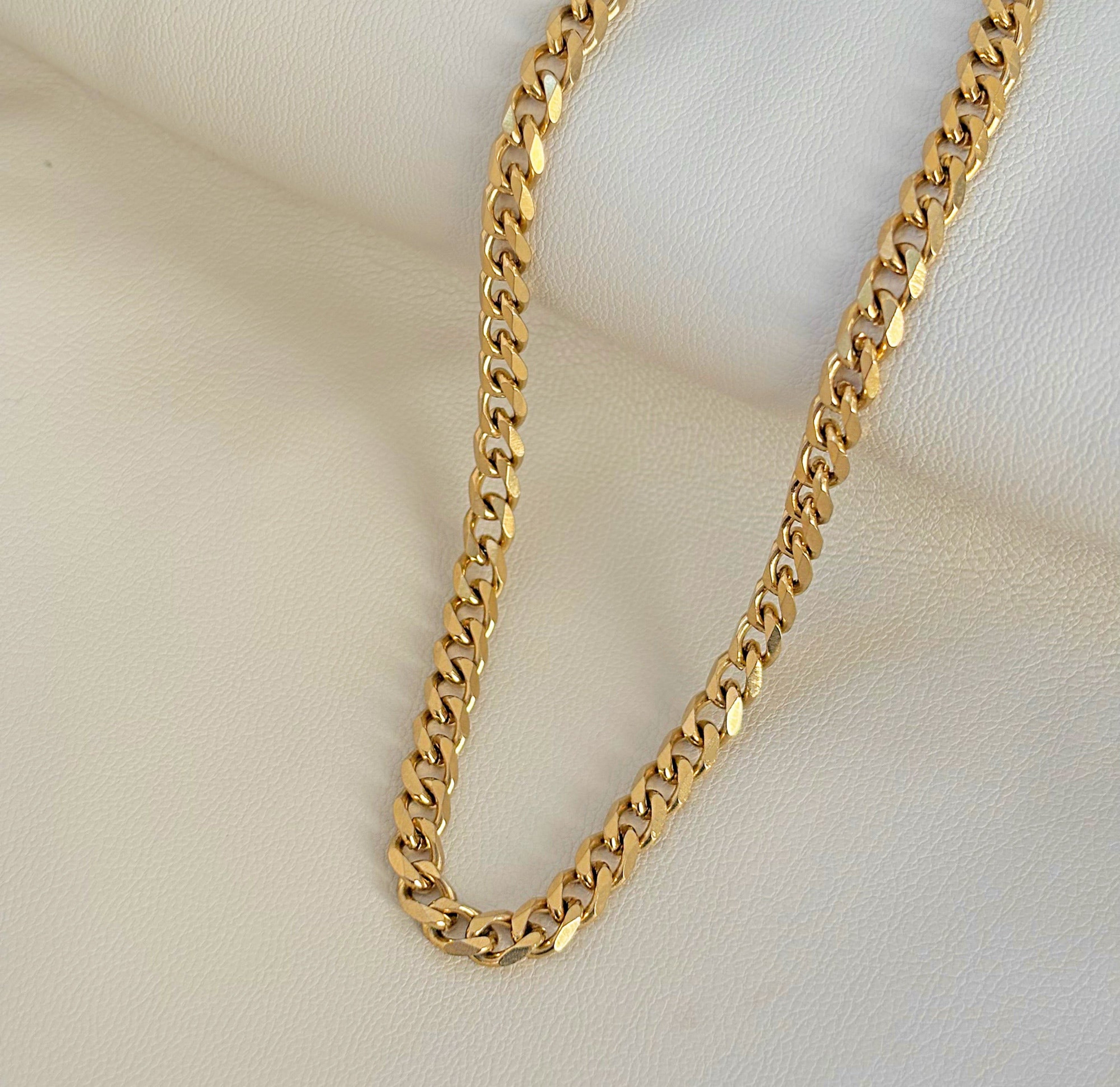 gold curb chain necklace waterproof jewelry