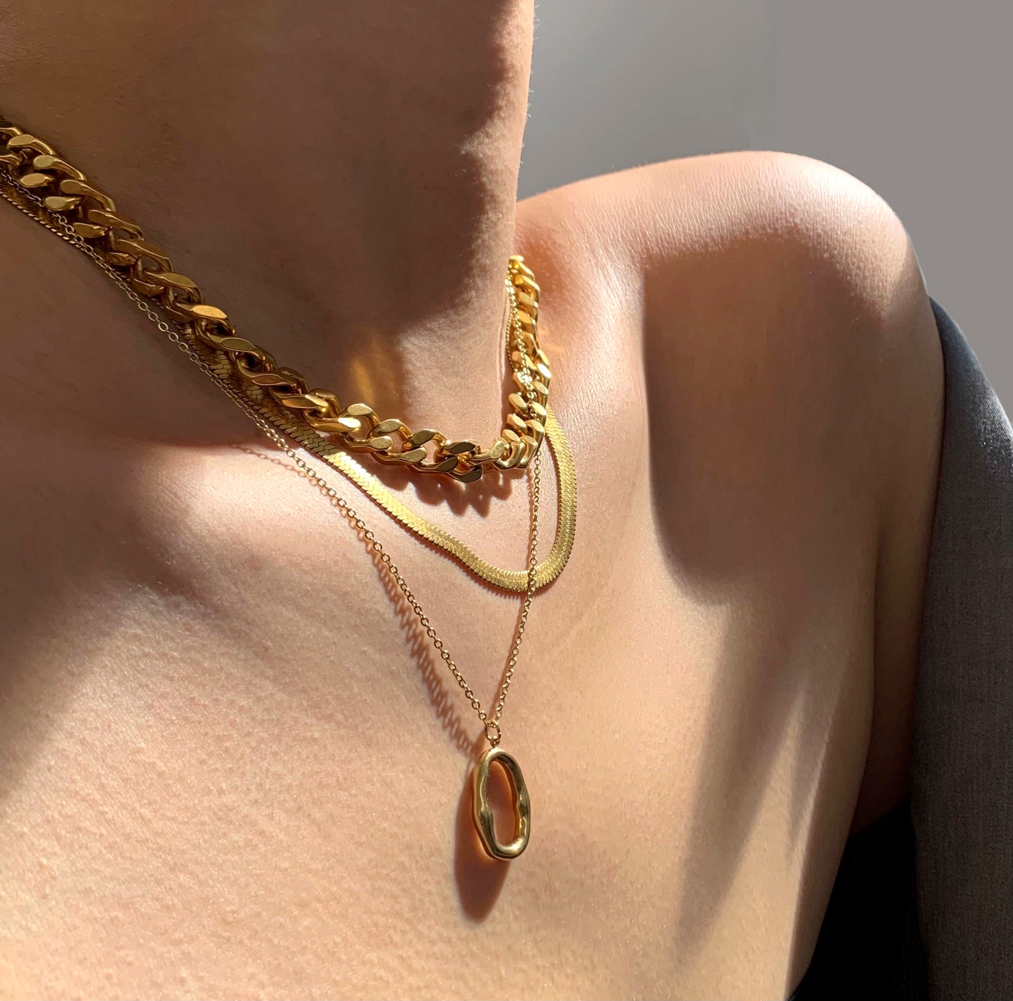 gold necklace stack sweat proof jewelry