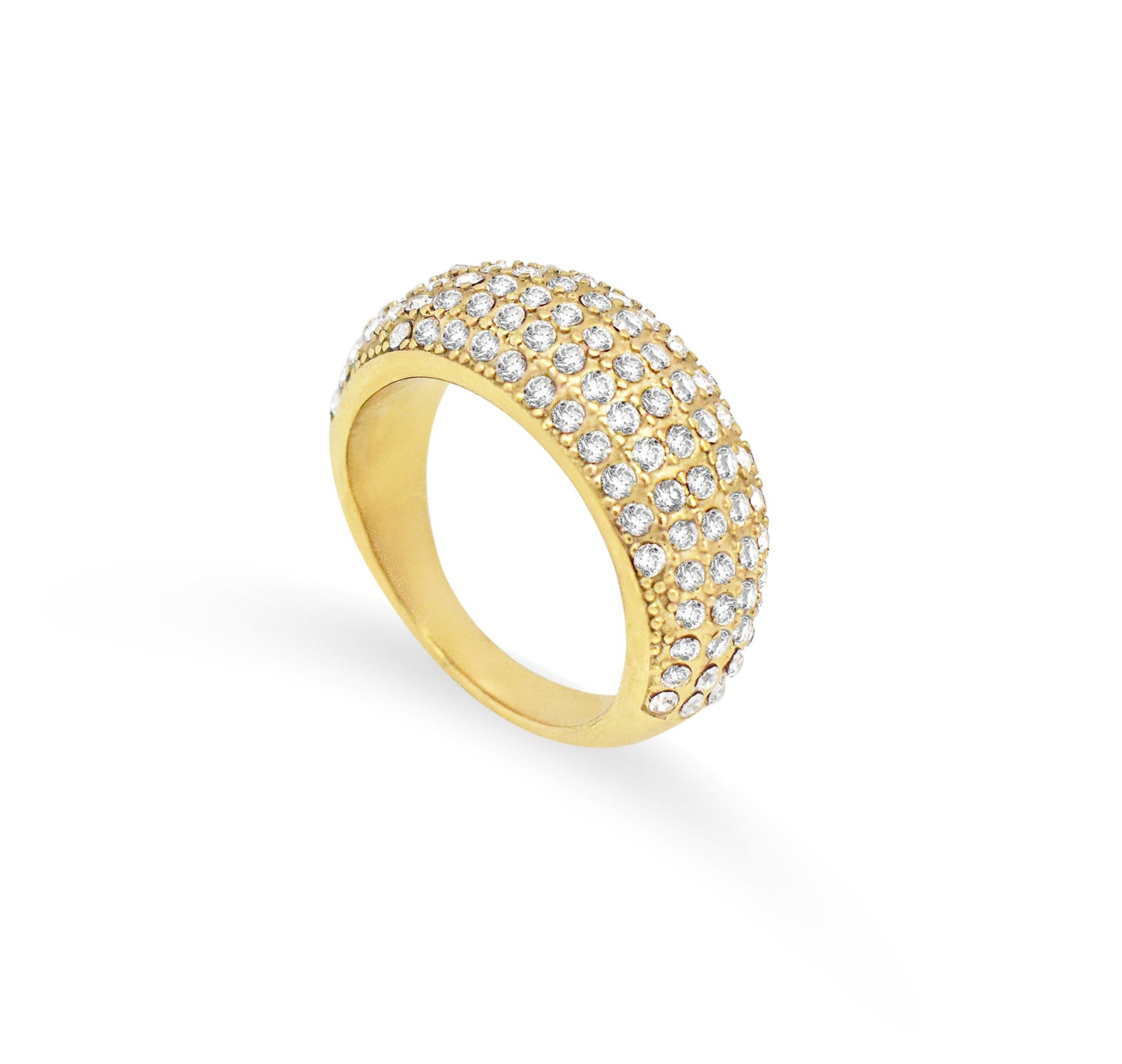 Nathalia gold pave dome ring waterproof jewelry