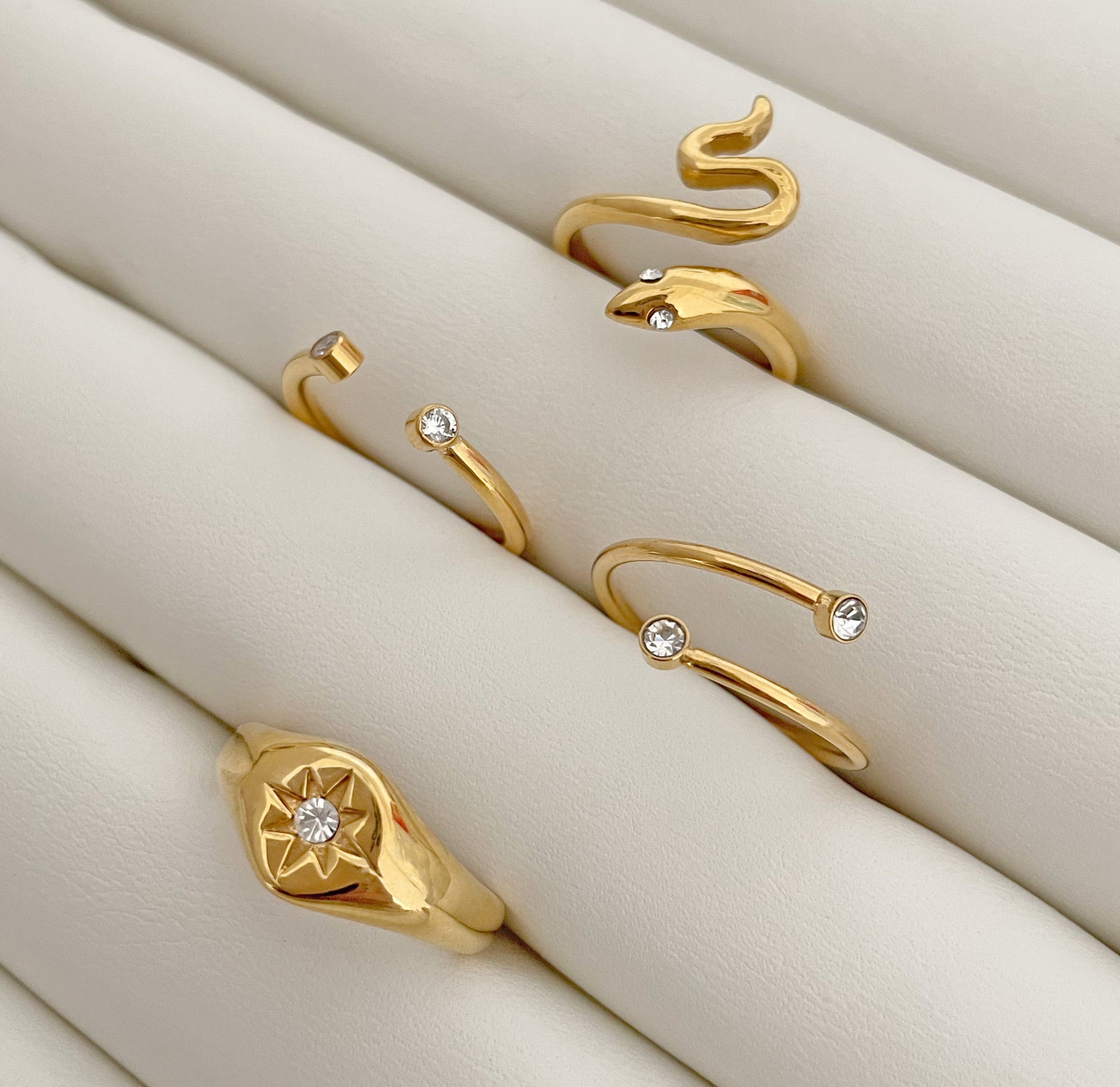 gold spiral open ring waterproof jewelry