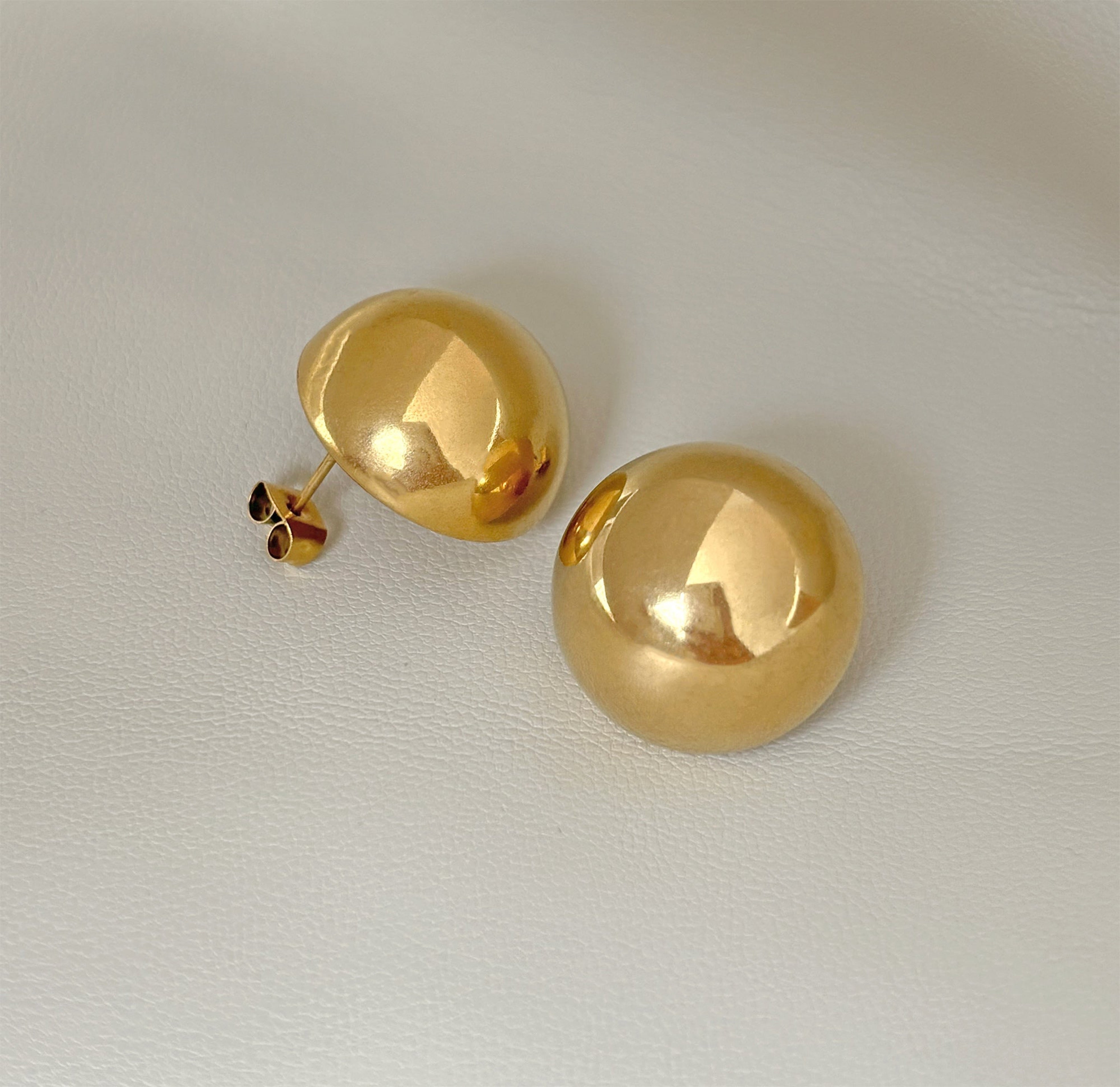 gold dome large circle earrings tarnish free jewelry
