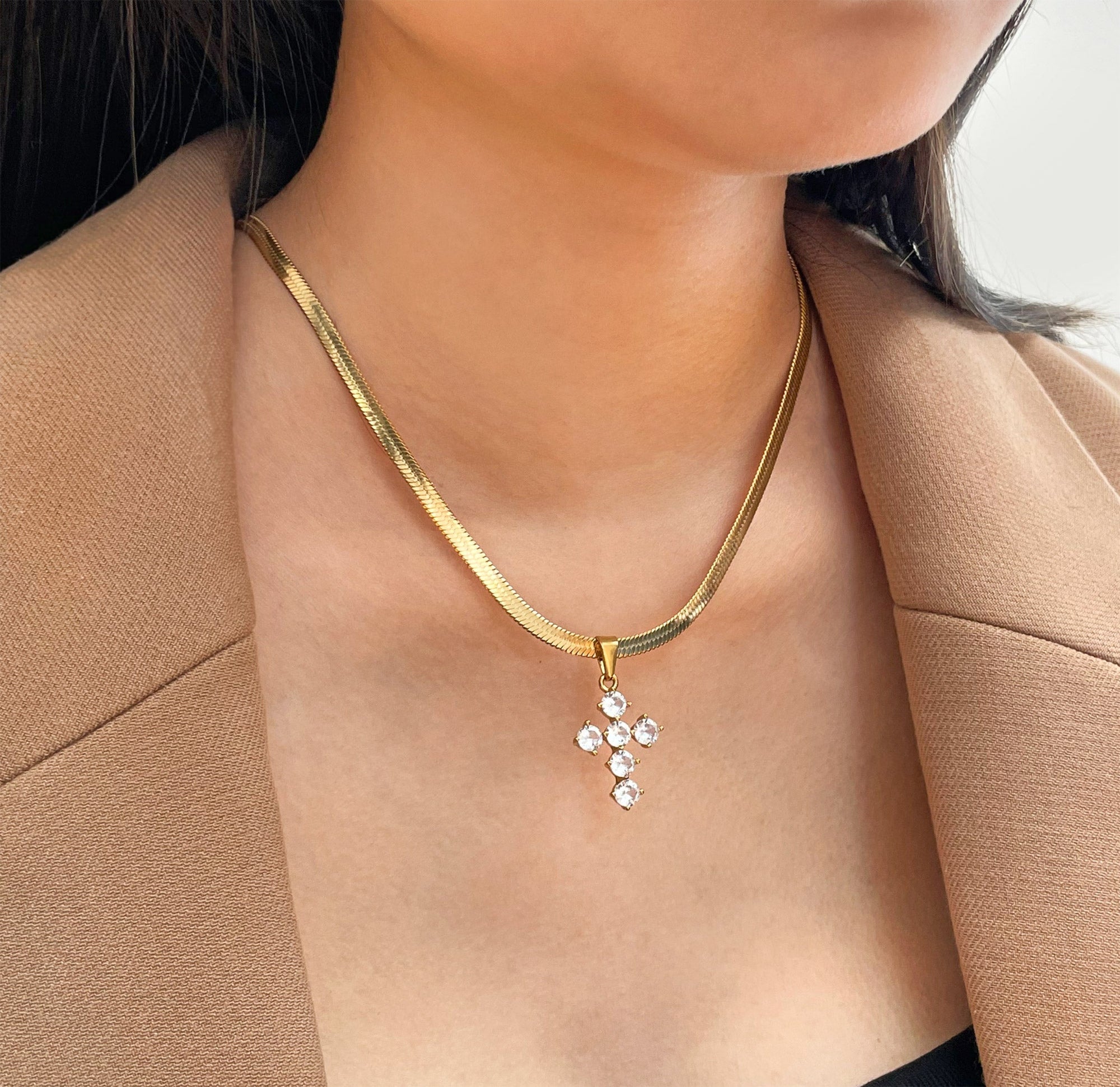 Absolute Jewellery Diamante Cross Necklace HCC114 main image 1