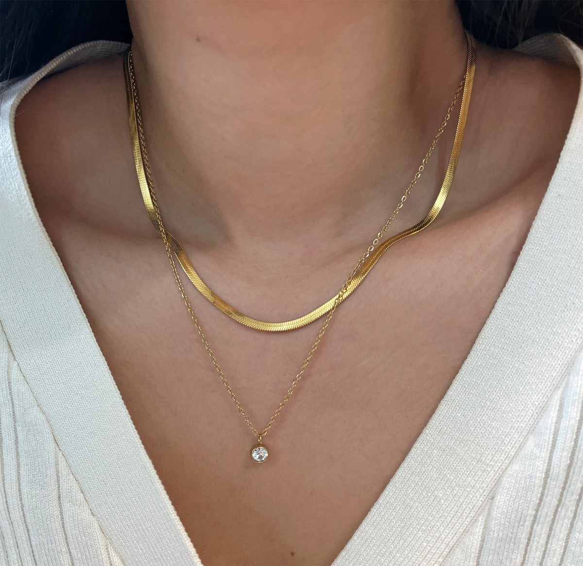gold layer necklace waterproof jewelry