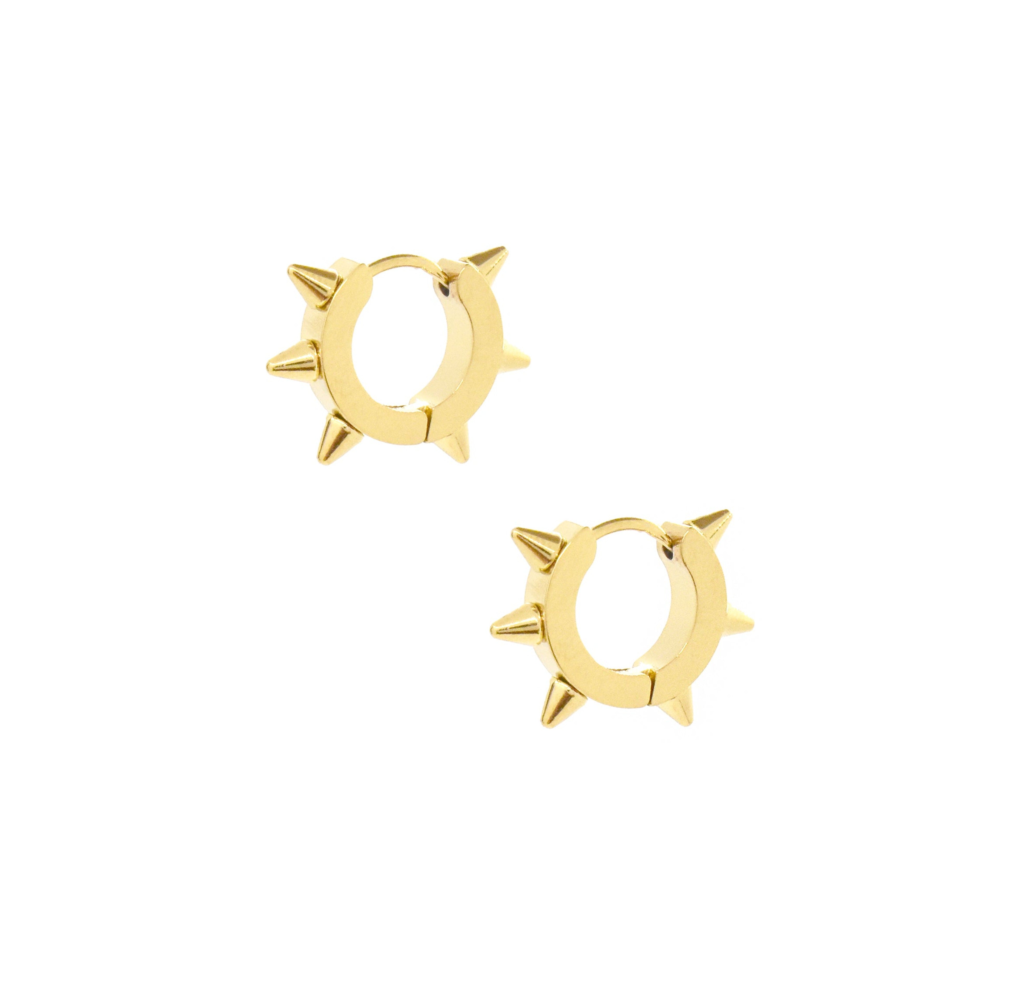 gold spike huggie earrings waterproof jewelry