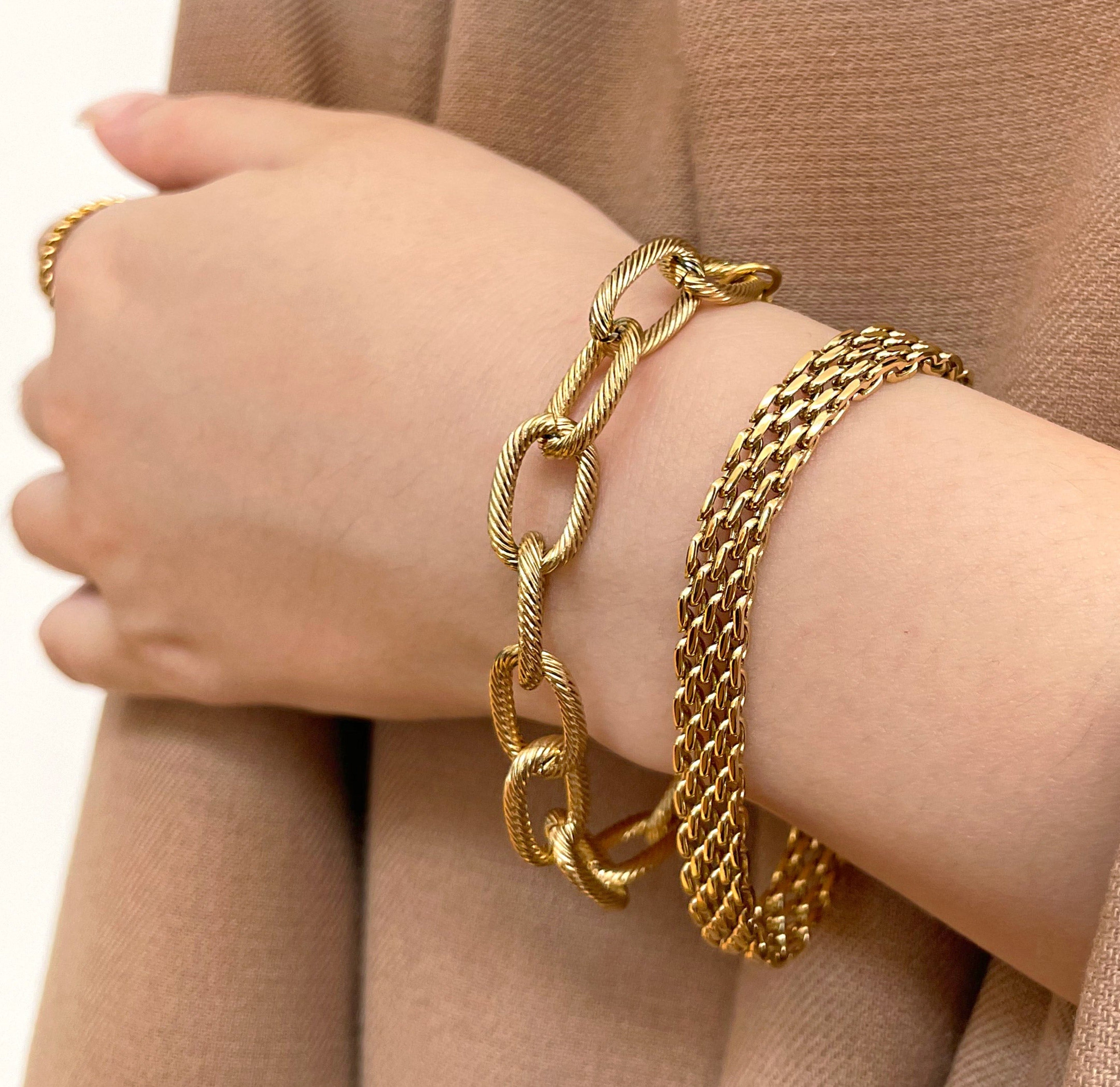 gold vintage chain bracelets waterproof jewelry