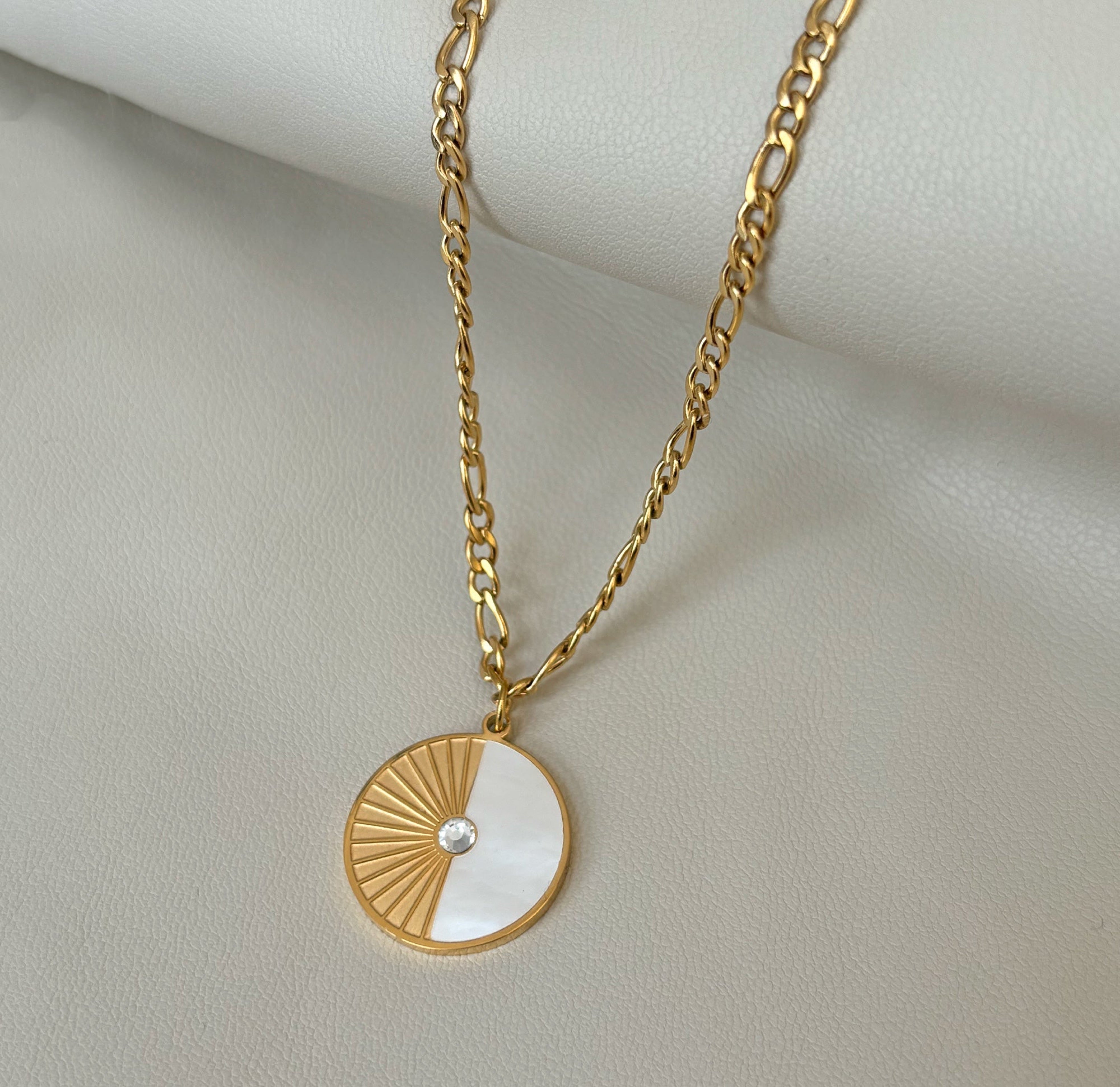 gold sun moon pendant necklace sample