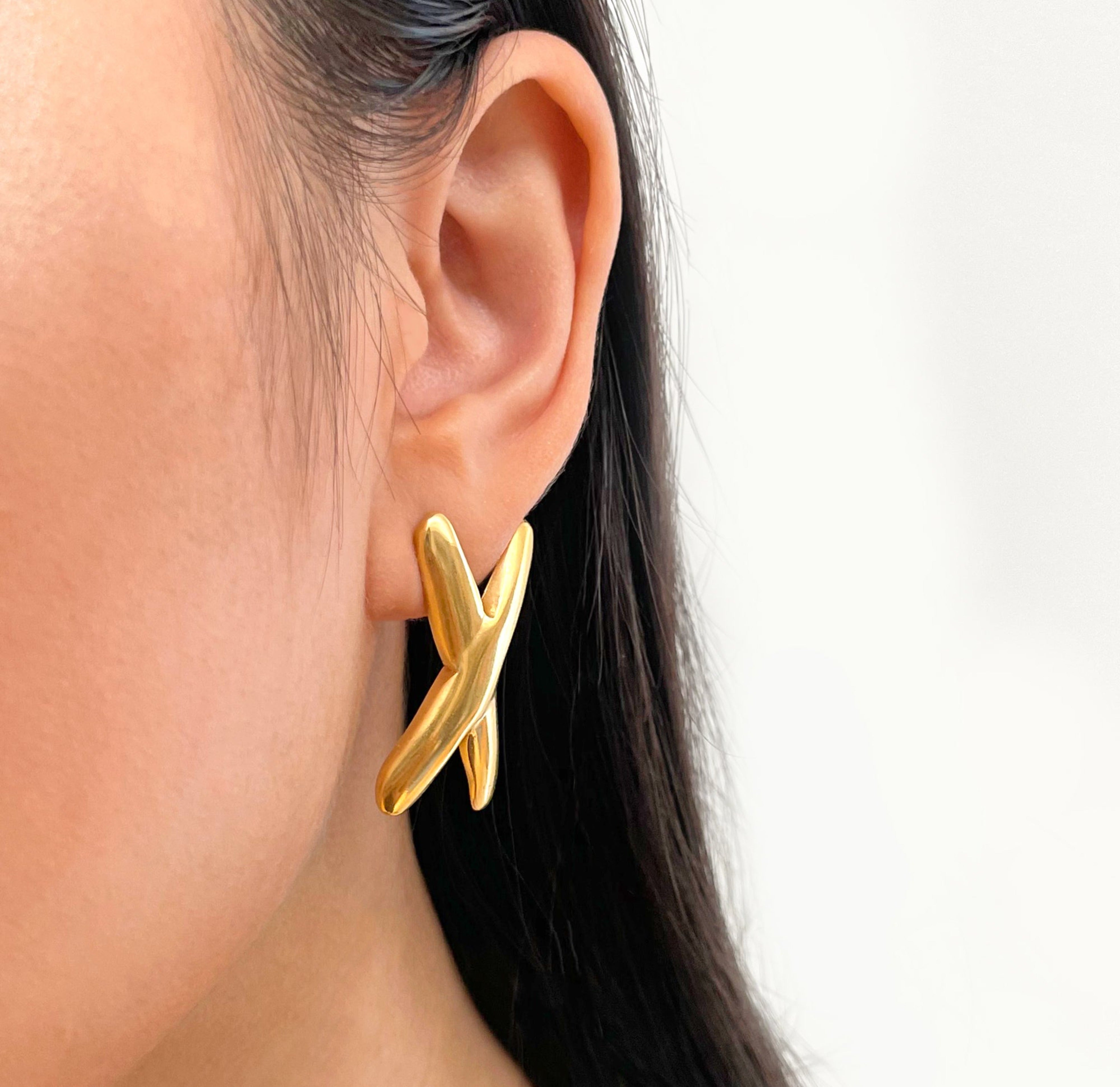 gold x earrings waterproof jewelry