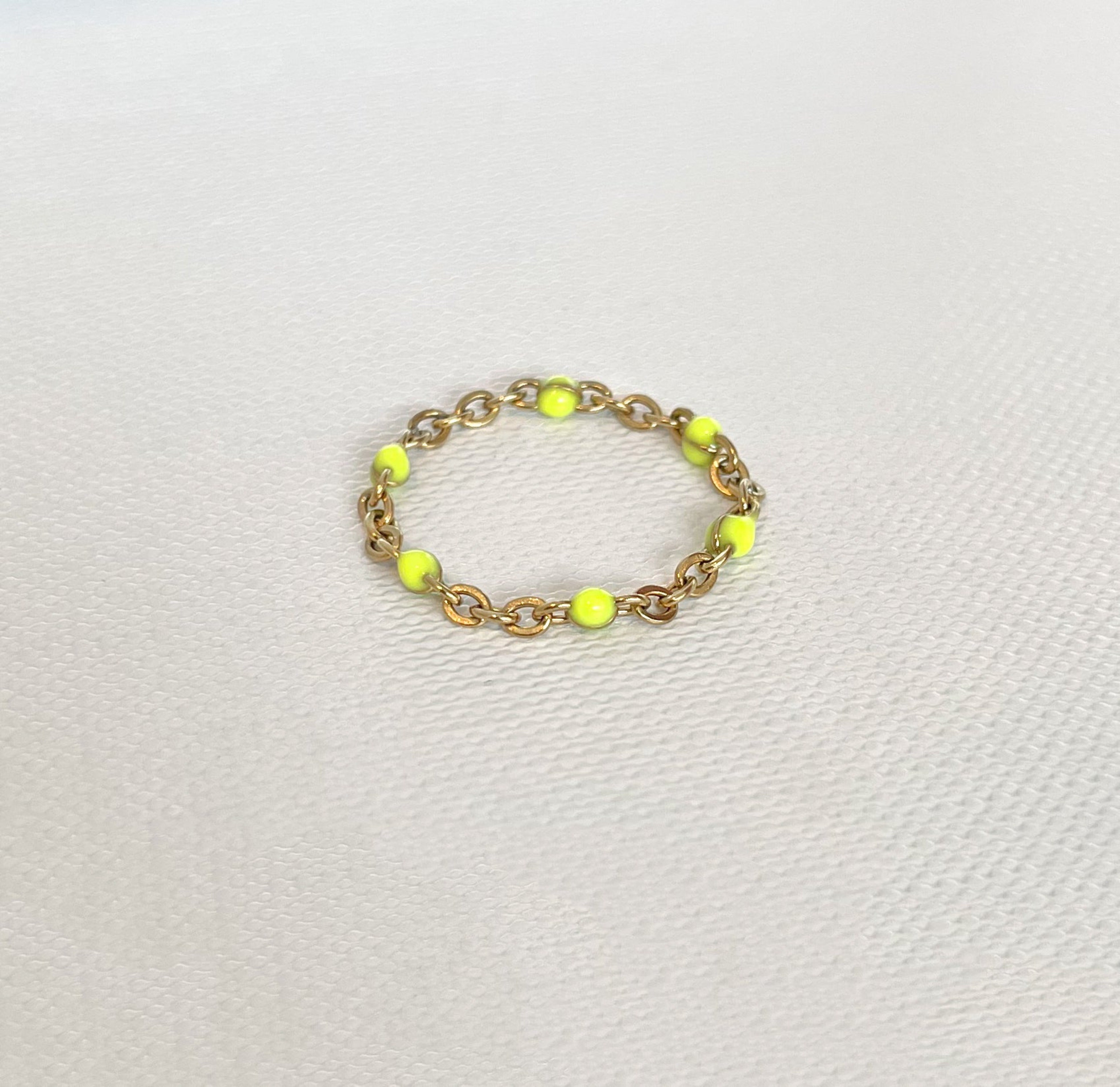 neon beaded gold chain ring, waterproof jewelry