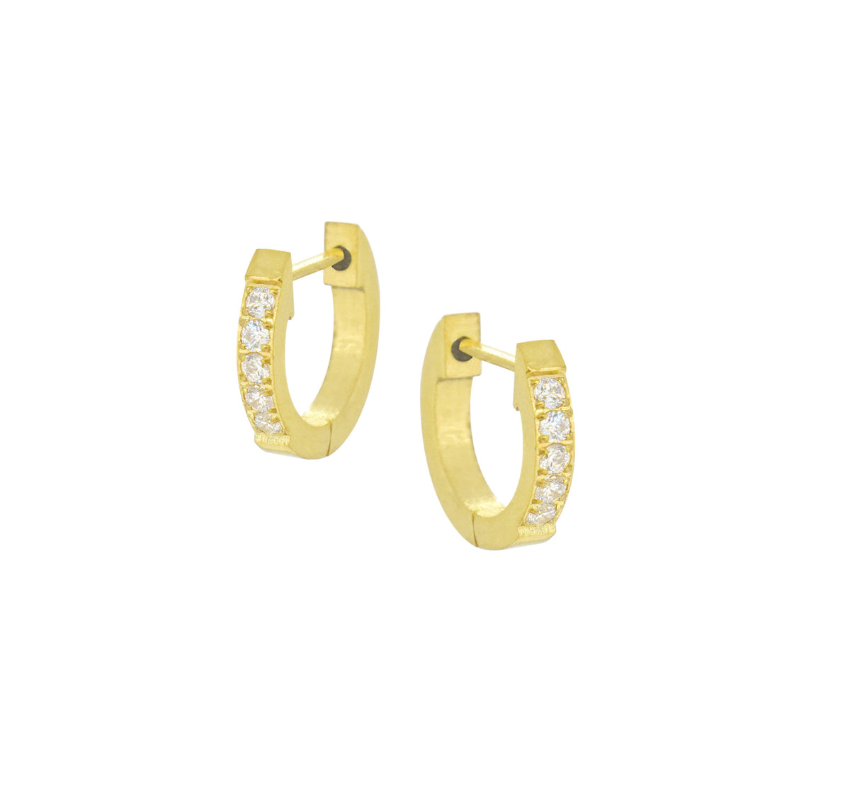 gold pave huggie earrings waterproof jewelry