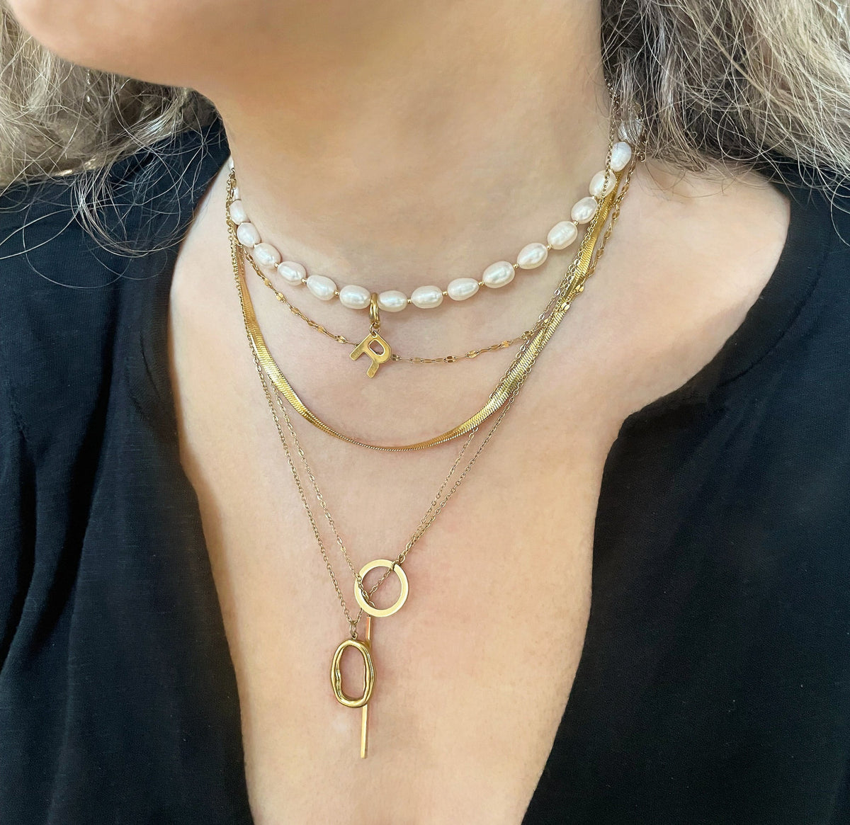 pearl choker necklace stack waterproof jewelry