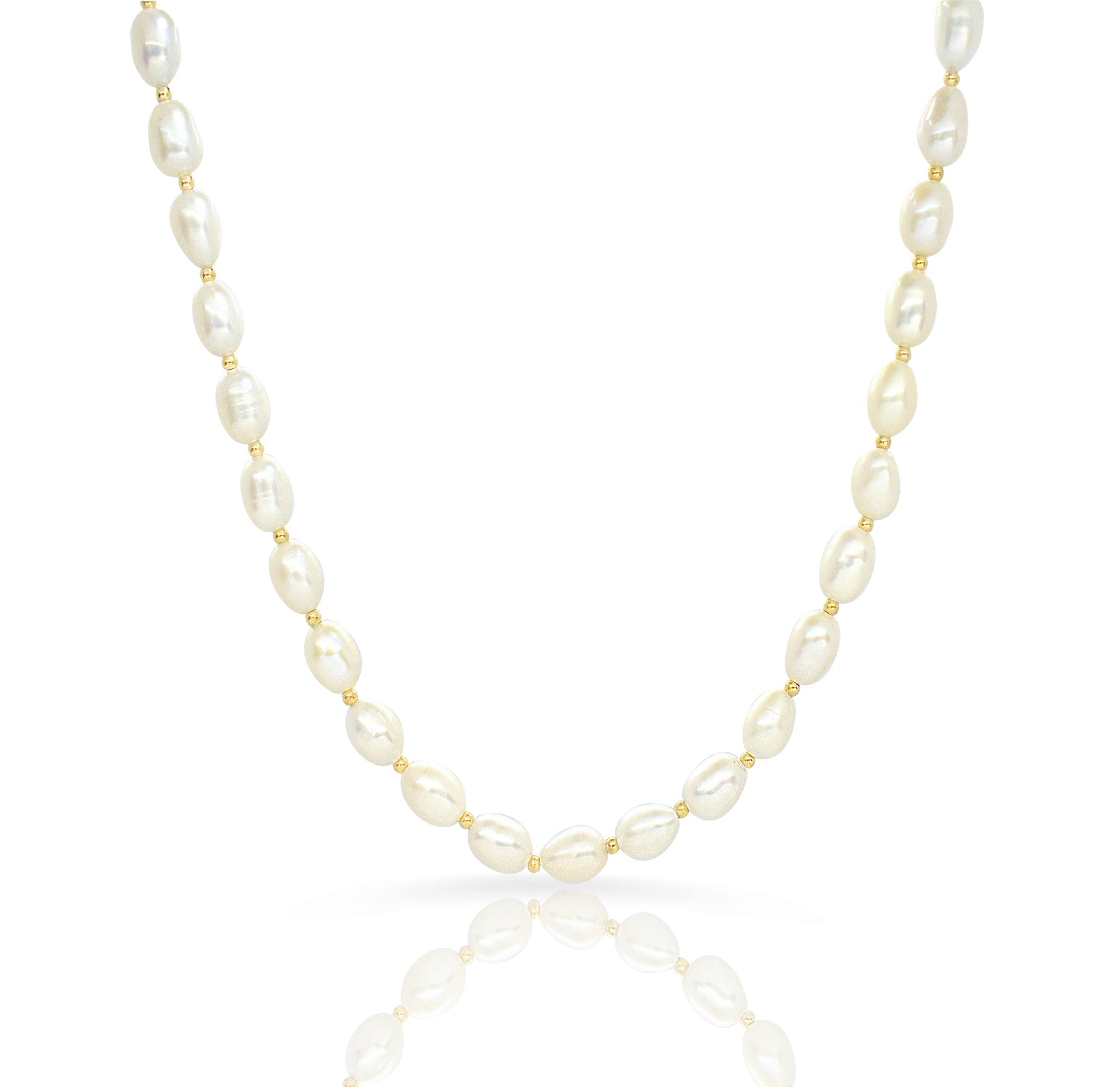 gold pearl necklace waterproof jewelry