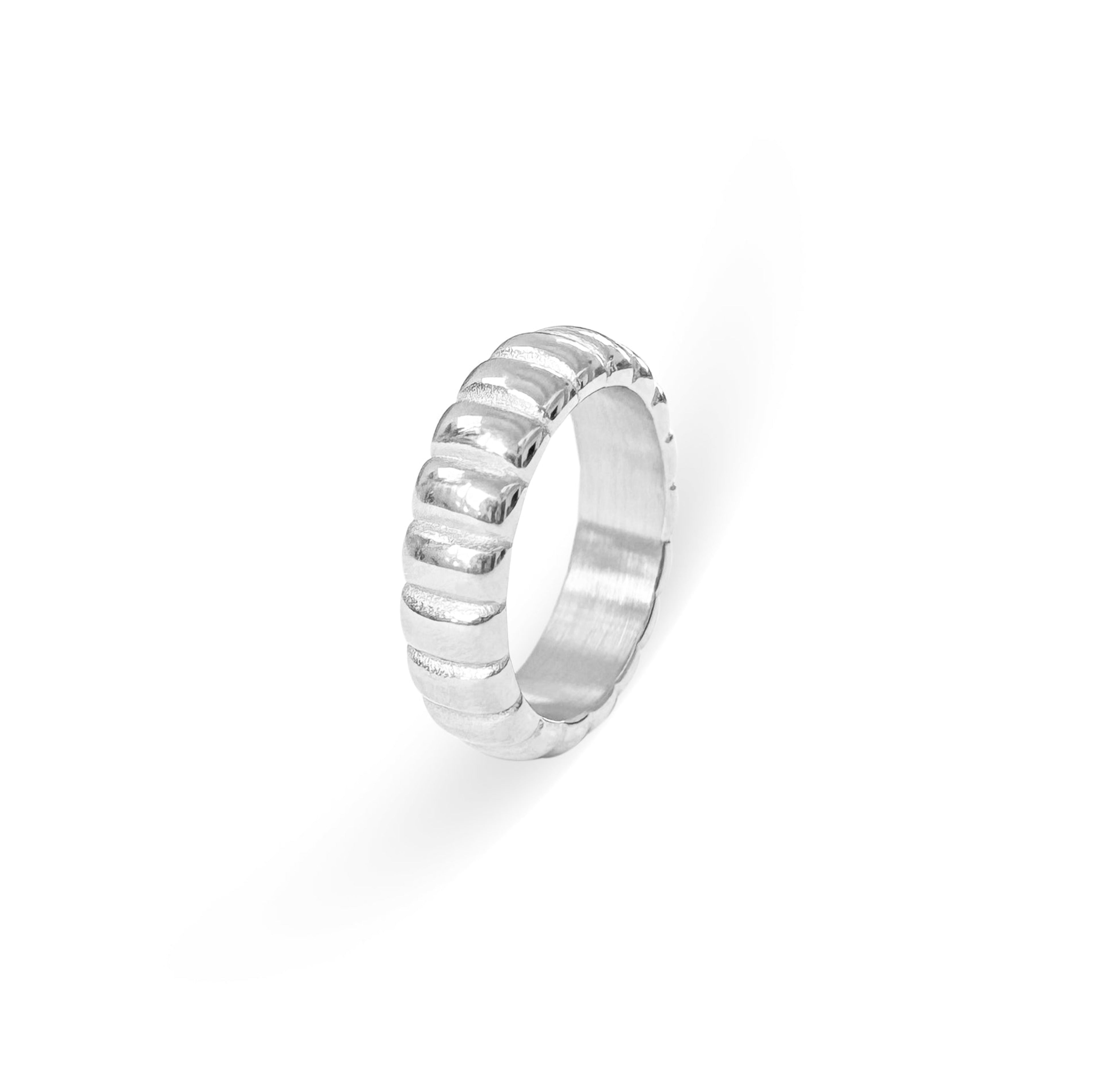 Silver ribbed ring waterproof rings