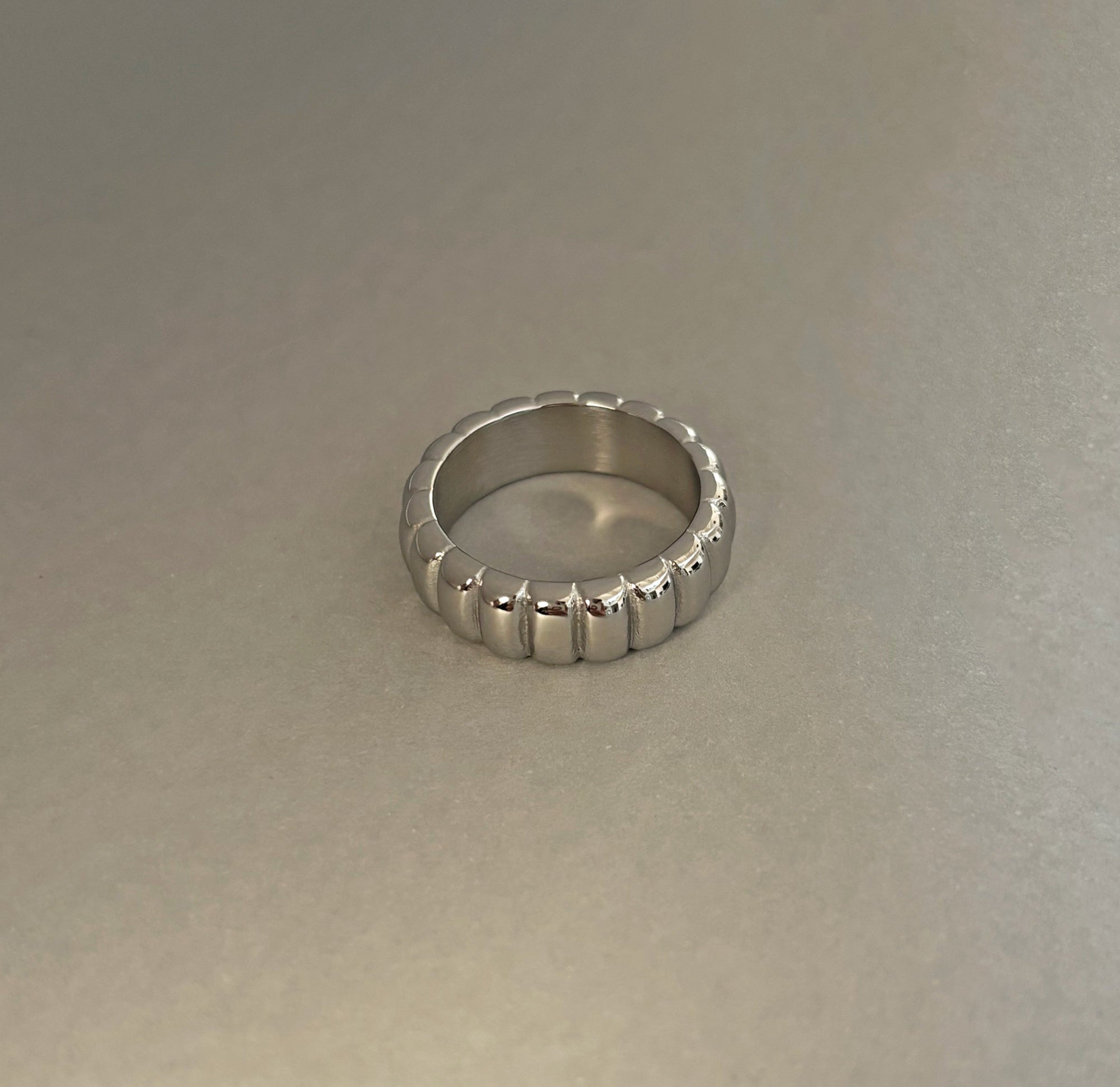 Silver ribbed ring waterproof rings