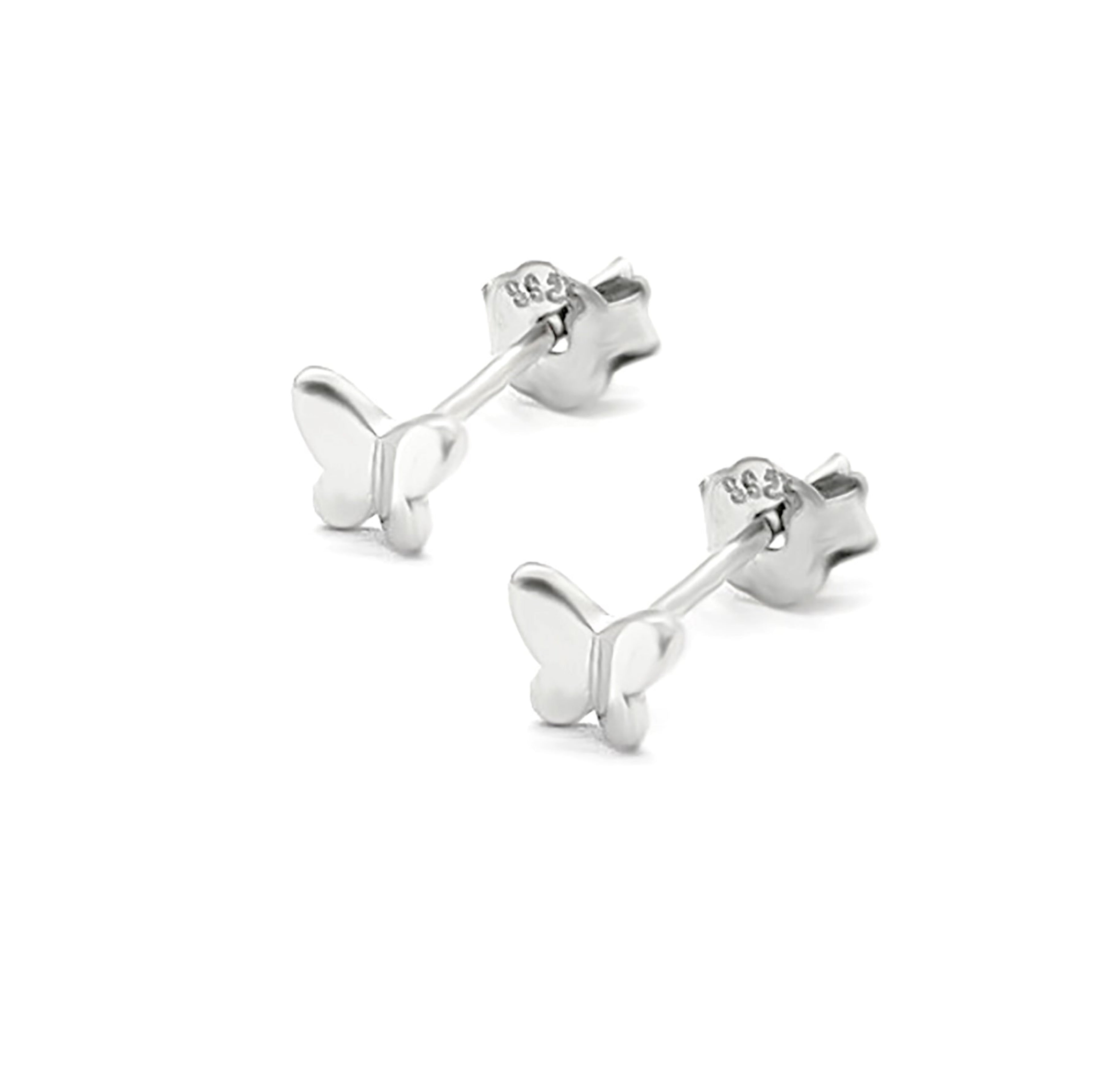 dainty silver butterfly stud earrings