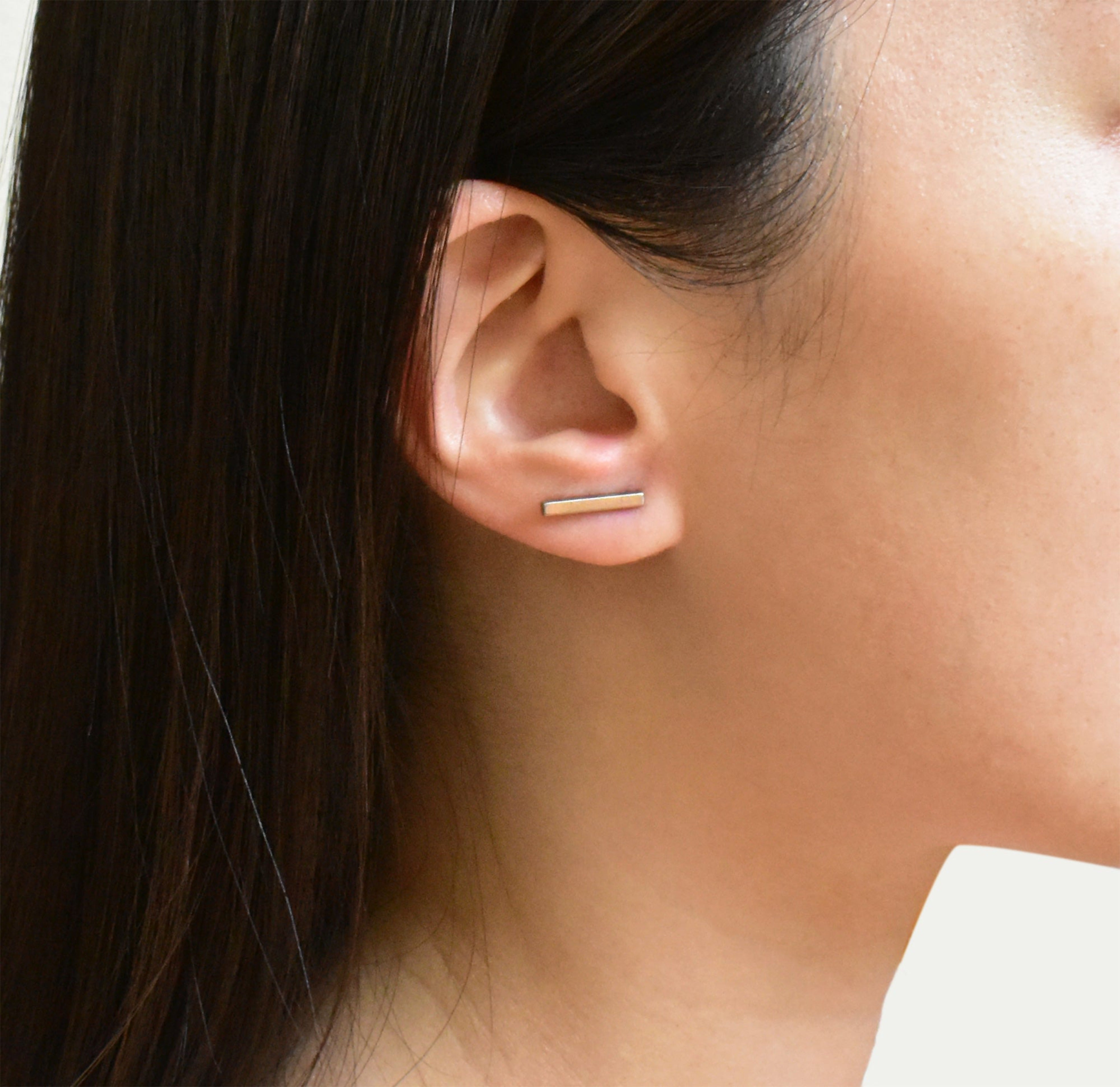 silver bar earrings waterproof jewelry