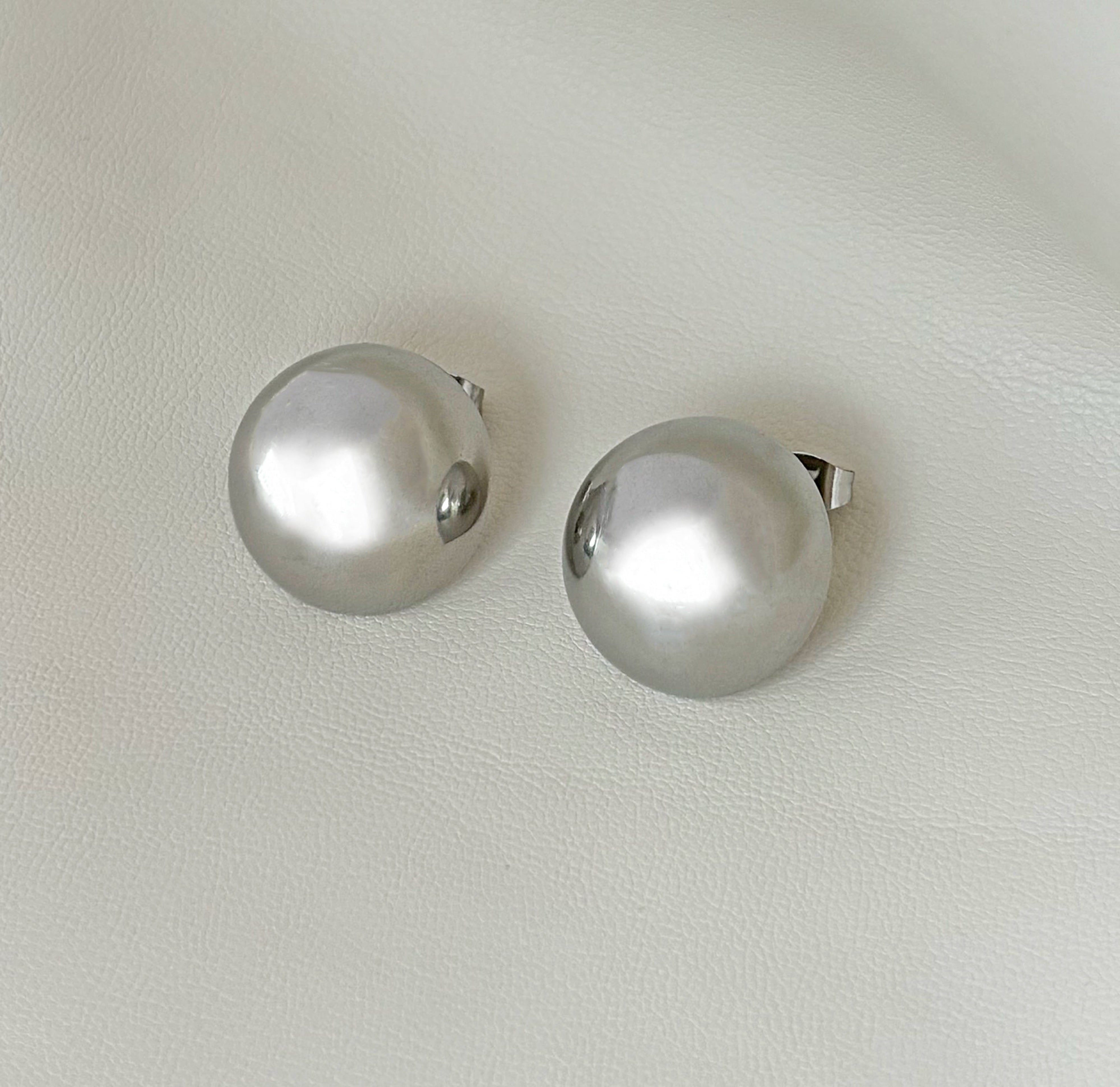 silver half dome stud earrings tarnish free jewelry