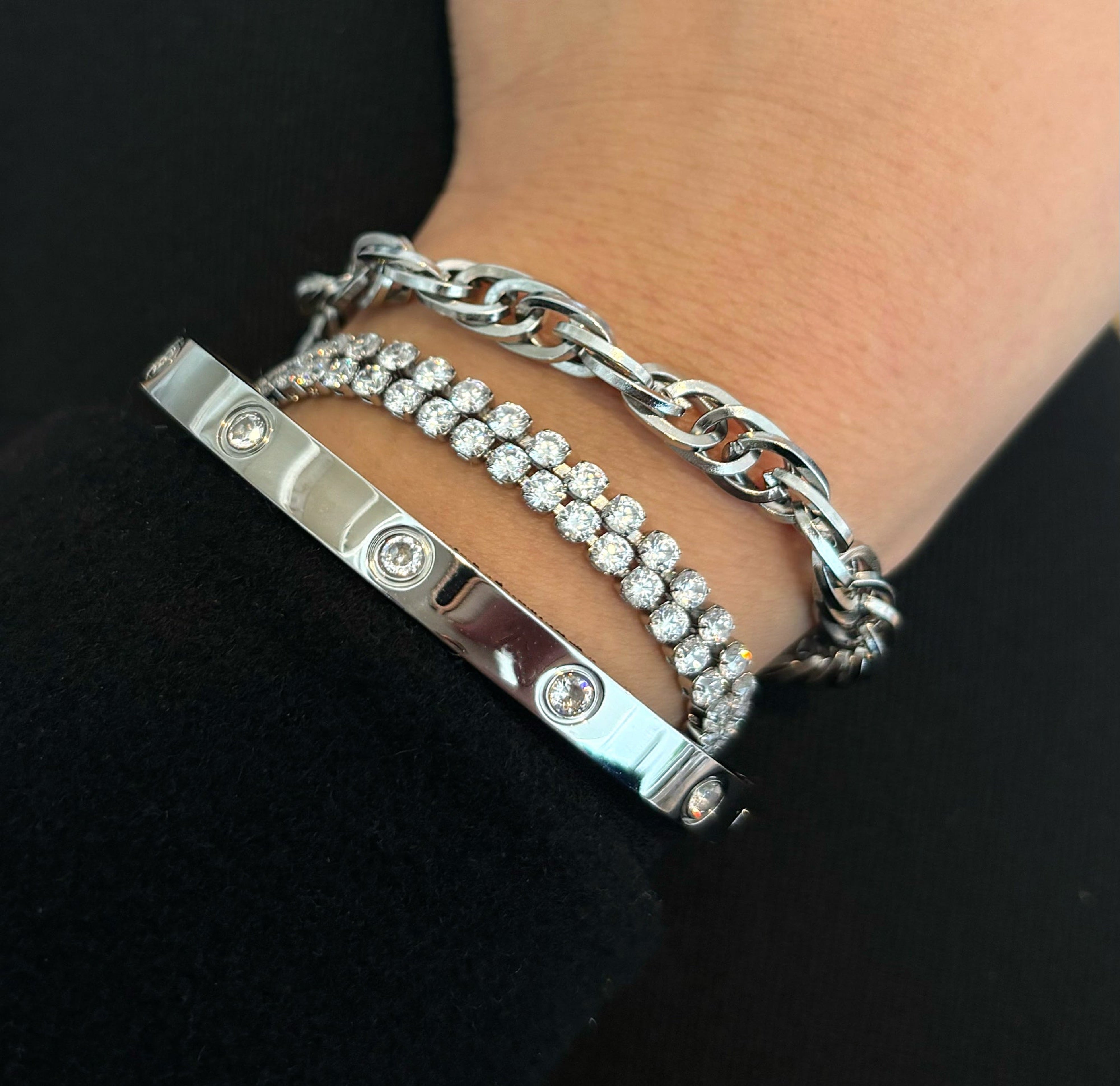 silver love cuff bracelet waterproof jewelry
