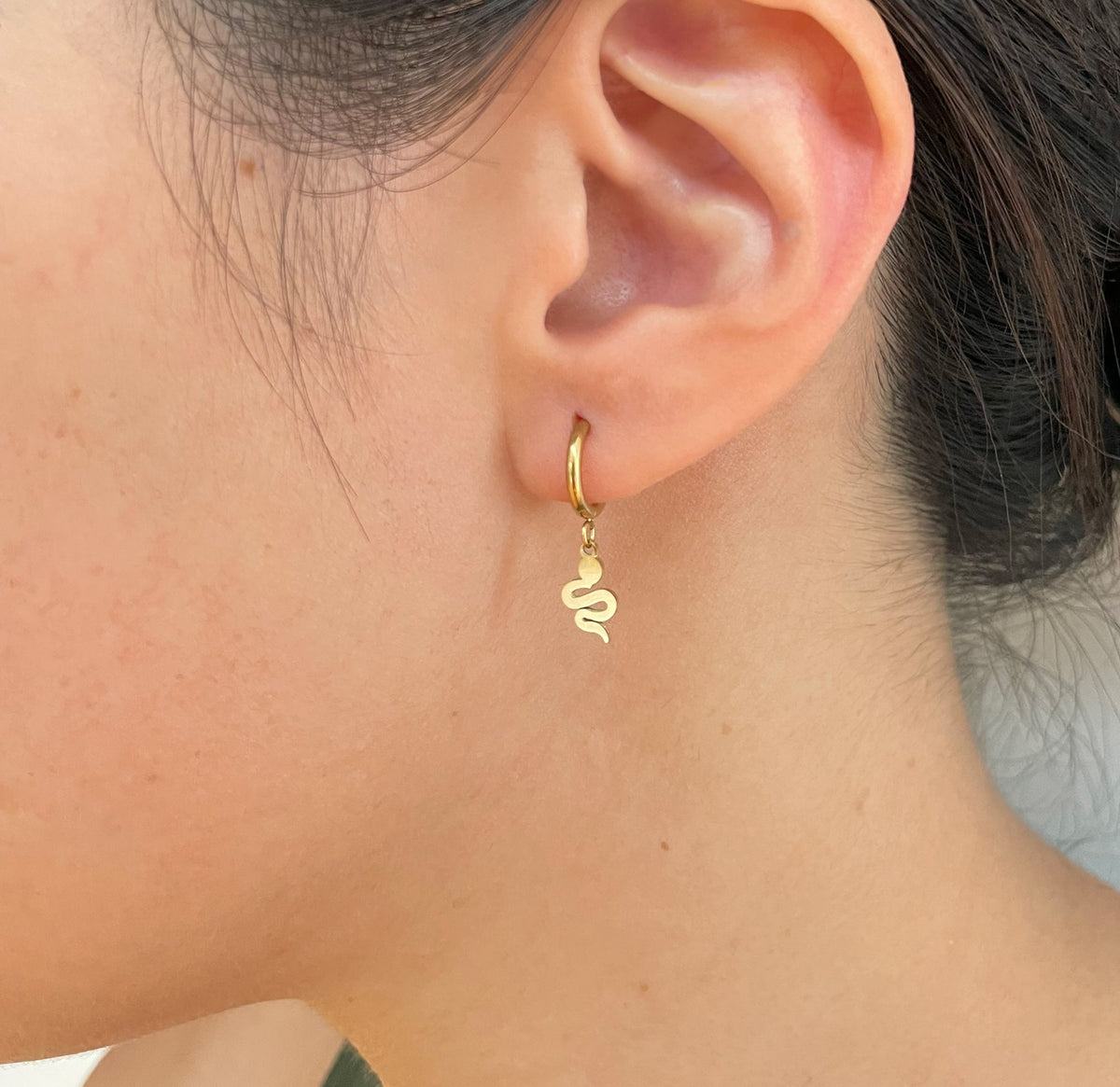 gold snake huggie hoop earrings waterproof jewelry