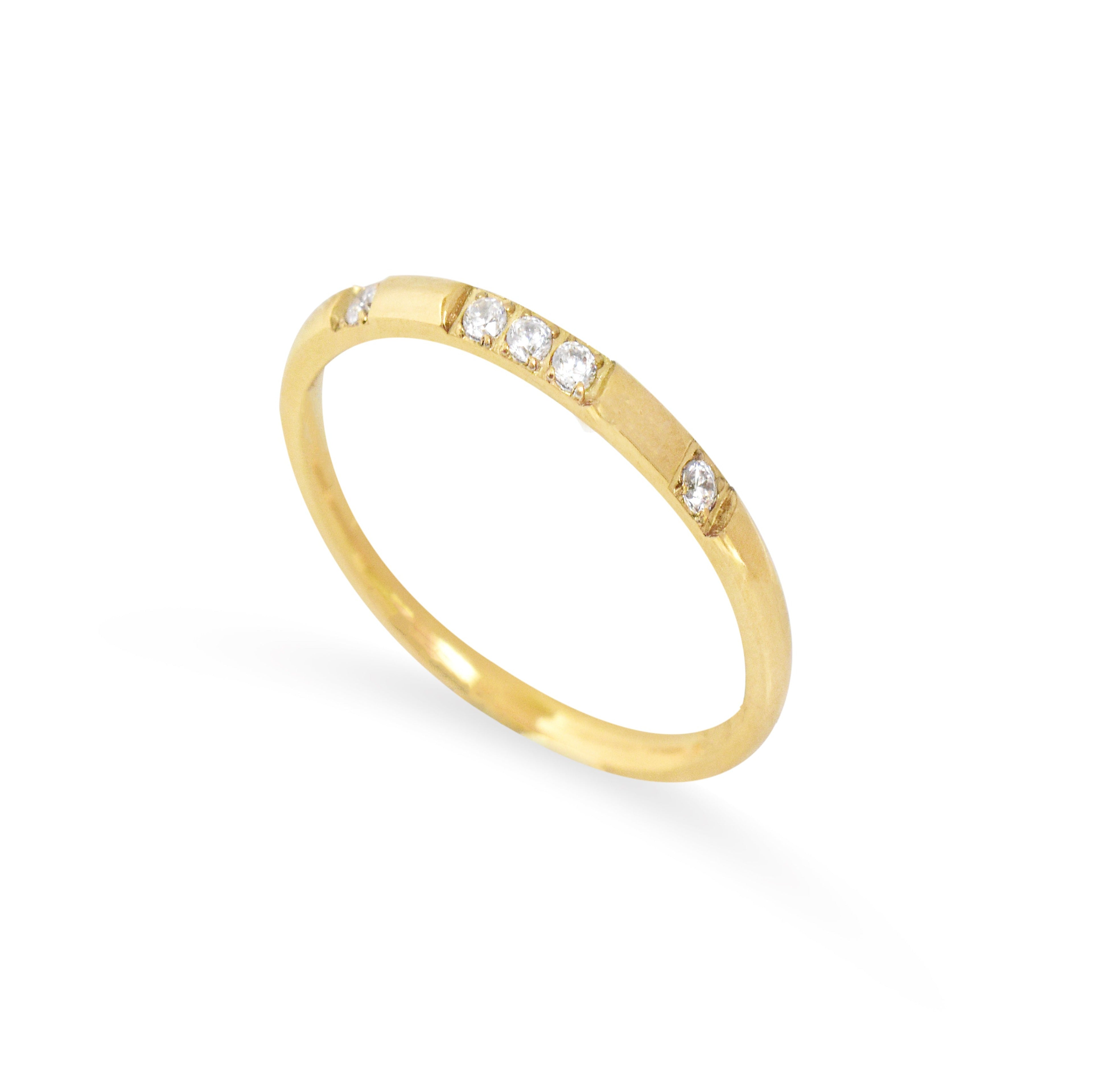 Veda thin gold pave ring band. Gold waterproof jewelry