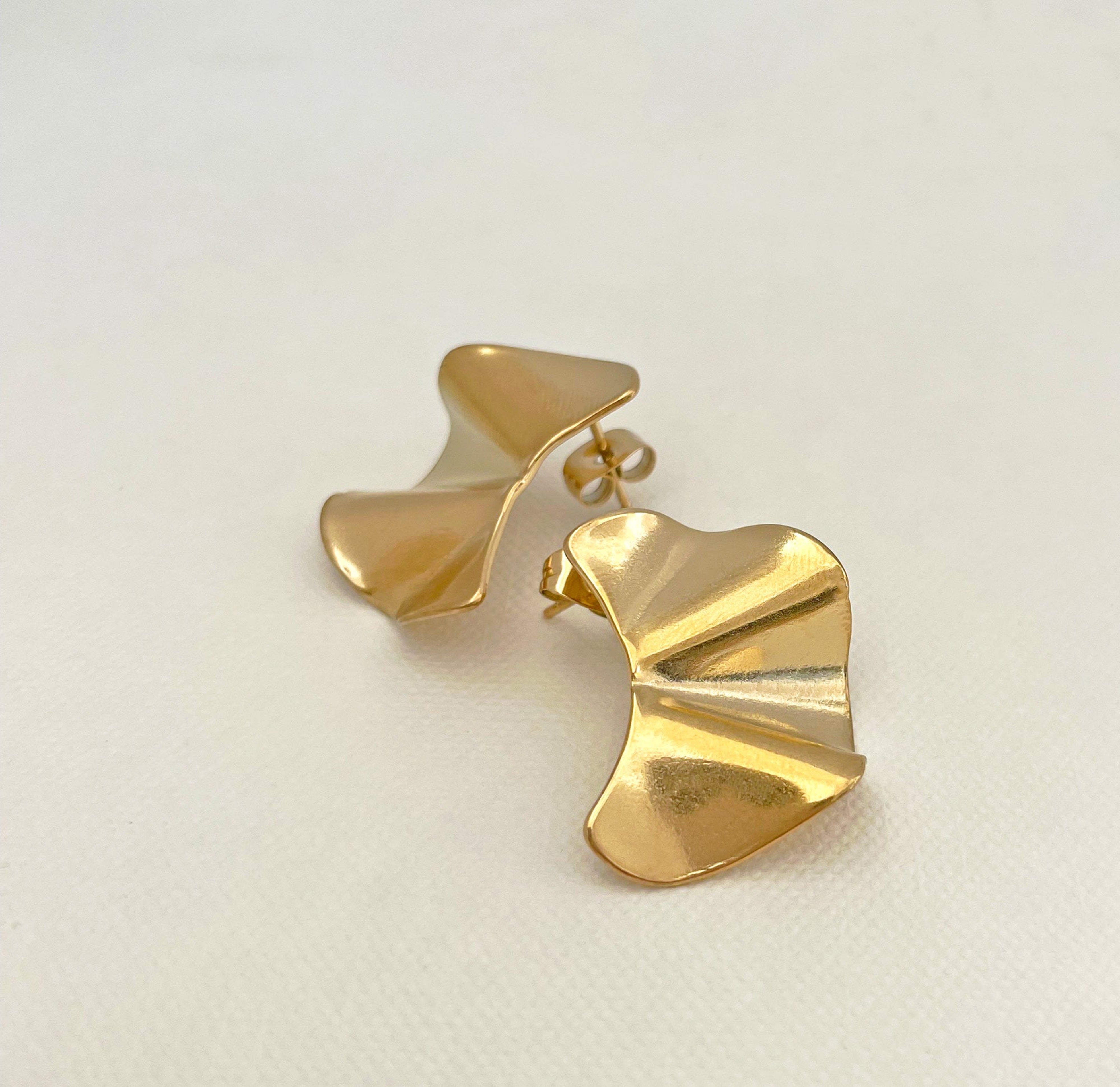 gold bold wavy earrings waterproof jewelry